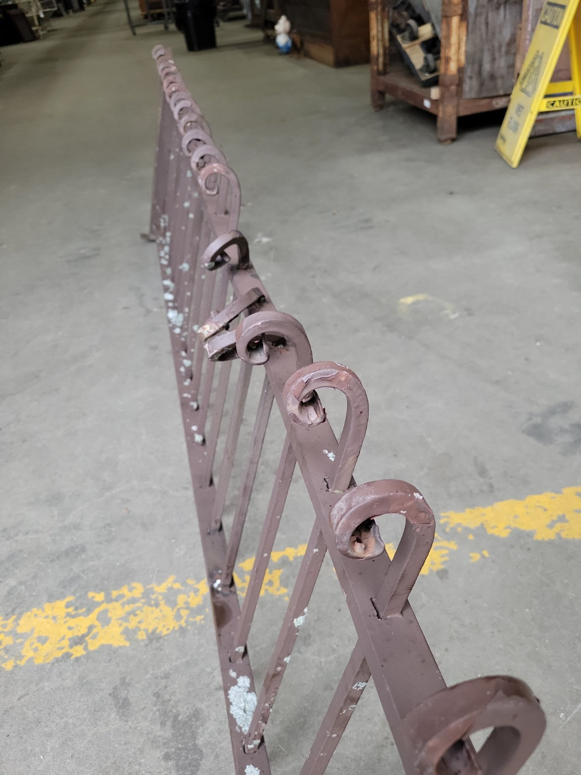 Antique Wrought Iron Garden Fence Panel with Scrollwork