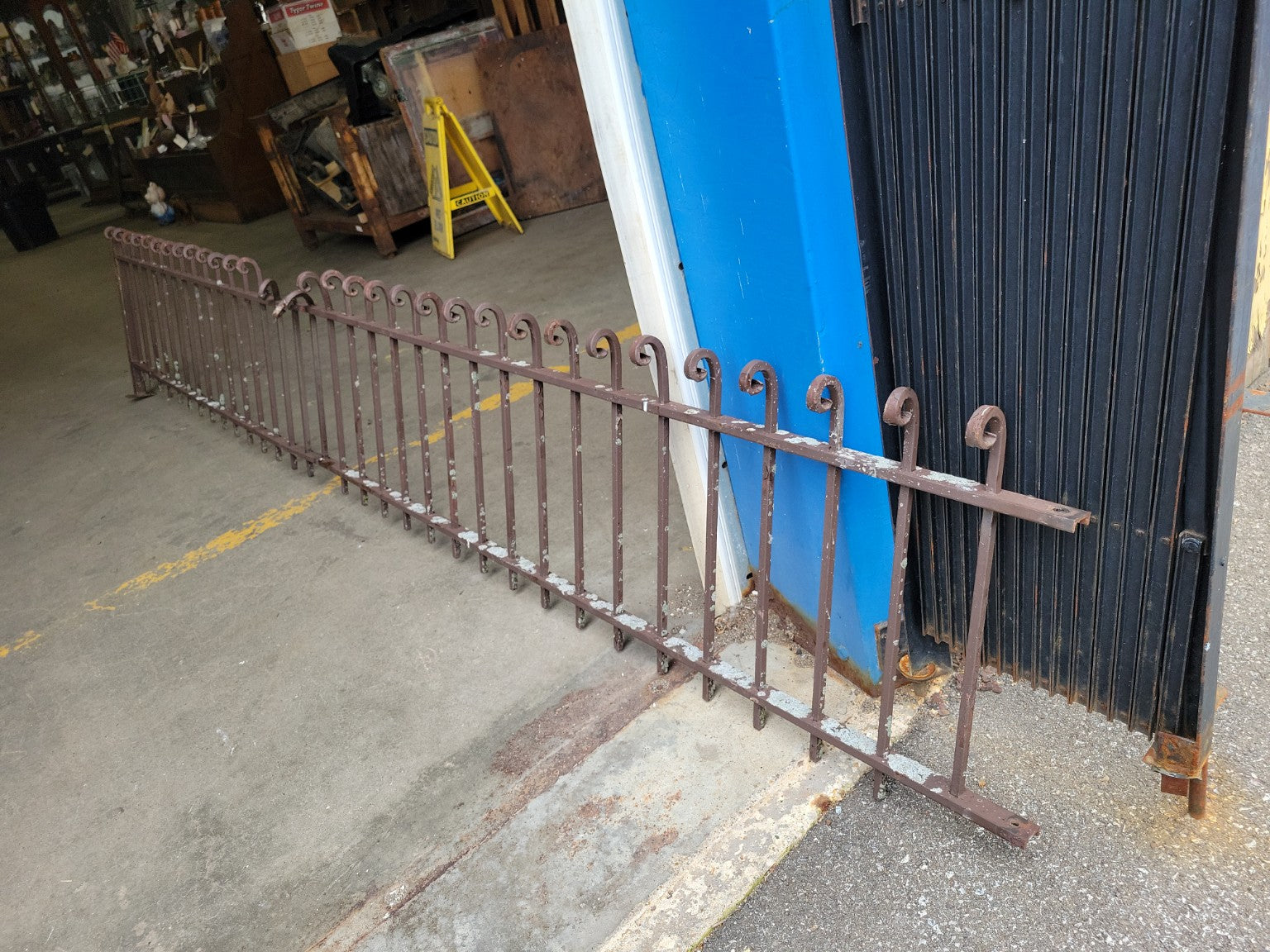 Antique Wrought Iron Garden Fence Panel with Scrollwork