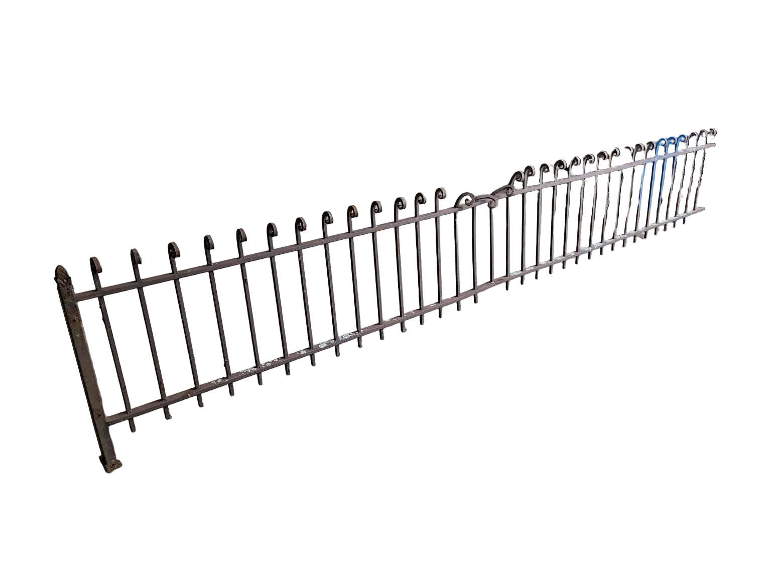 Antique Wrought Iron Garden Fence Panel with Scrollwork