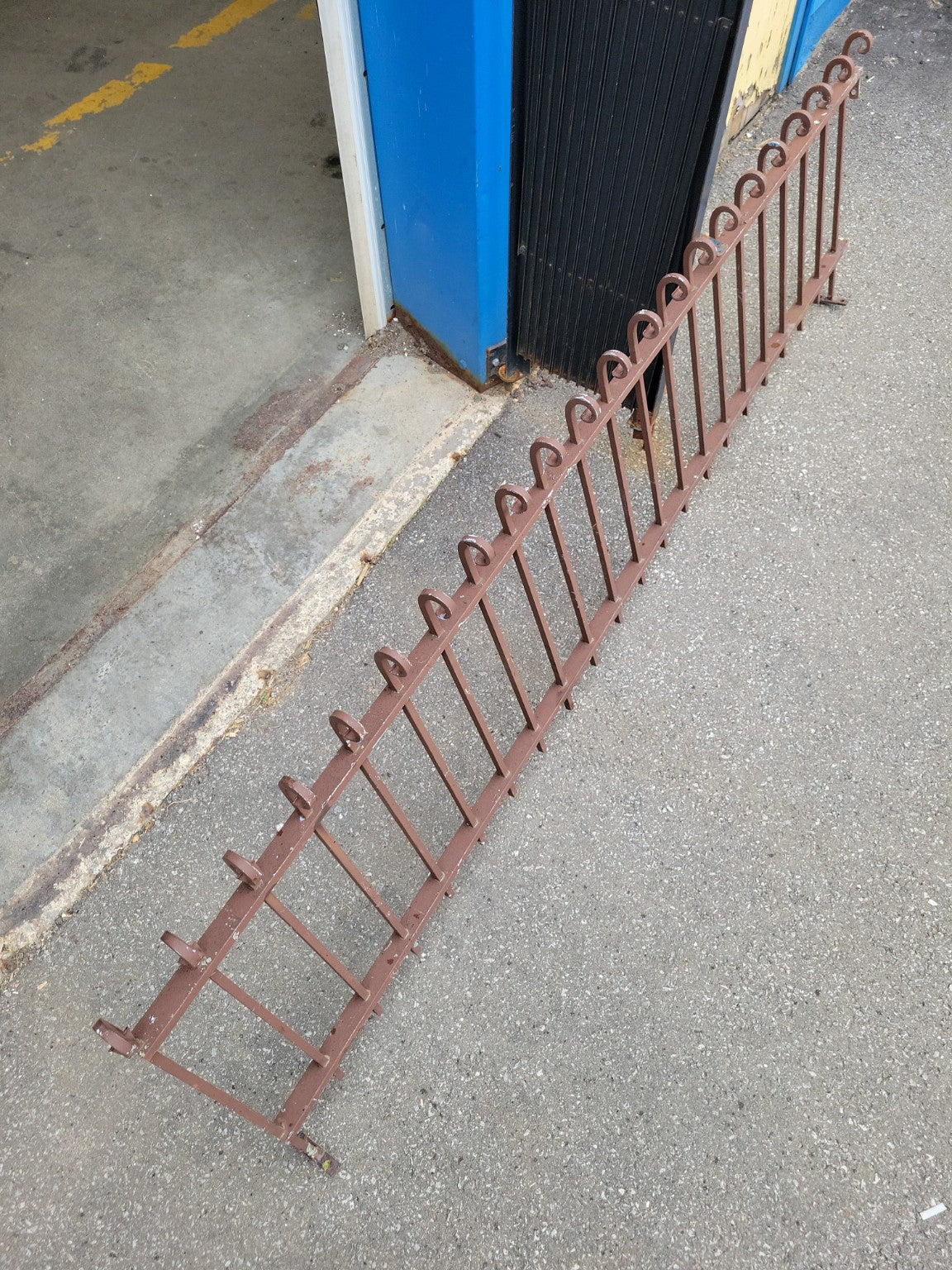 Antique Wrought Iron Garden Fence Panel with Scrollwork.