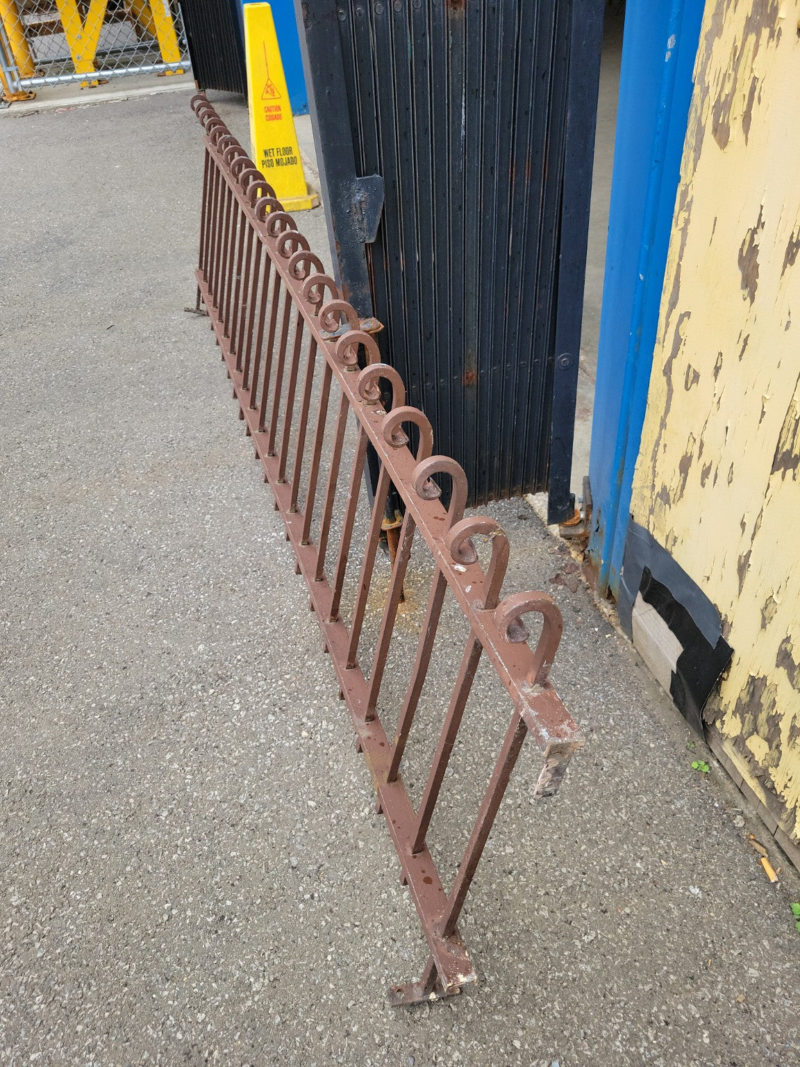 Antique Wrought Iron Garden Fence Panel with Scrollwork.