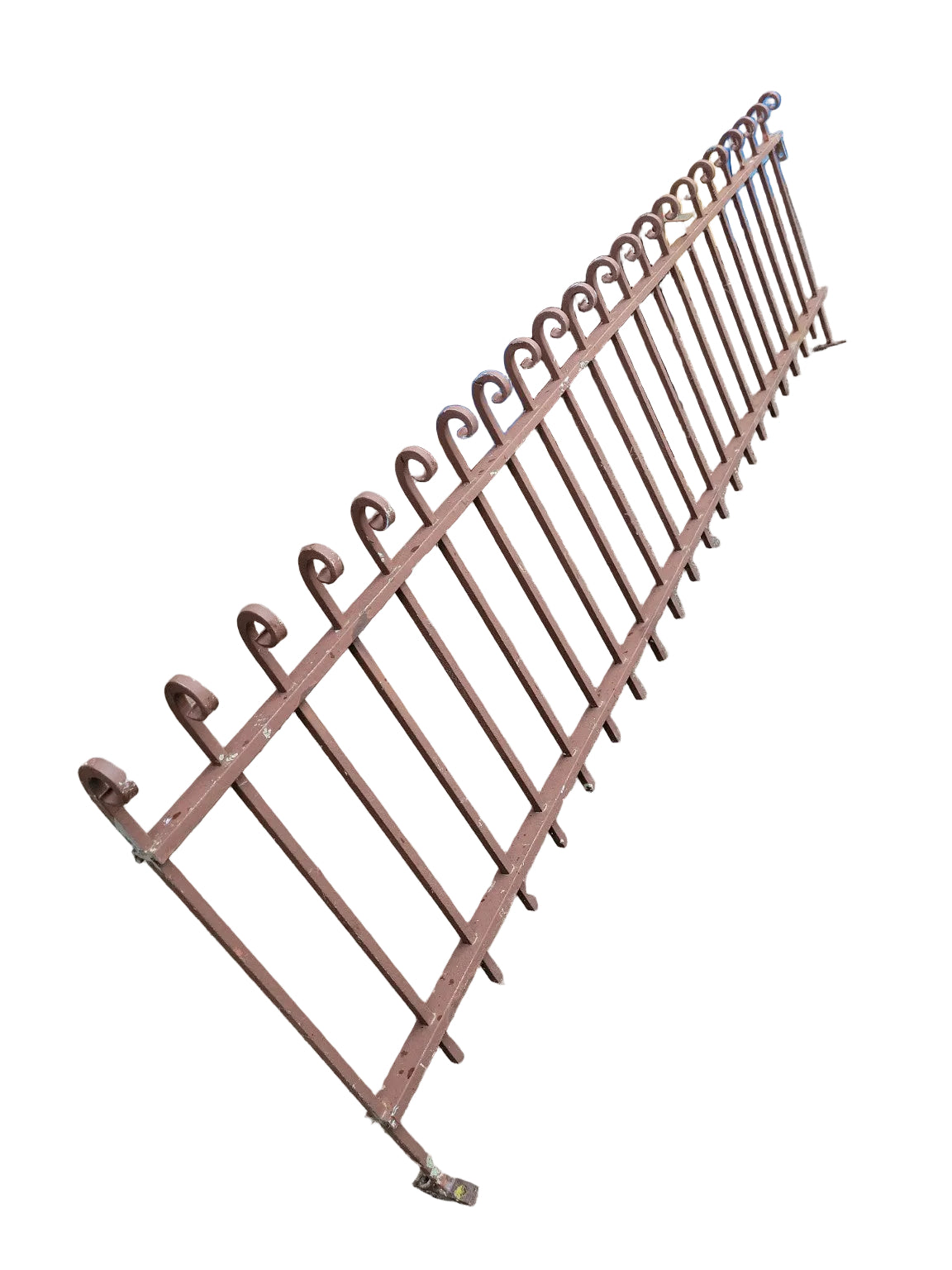 Antique Wrought Iron Garden Fence Panel with Scrollwork.