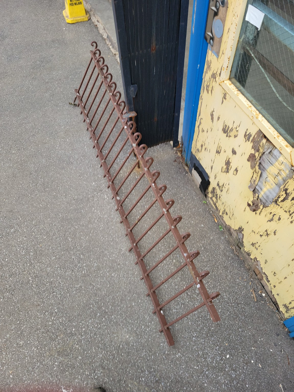 Antique Wrought Iron Garden Fence Panel with Scrollwork..
