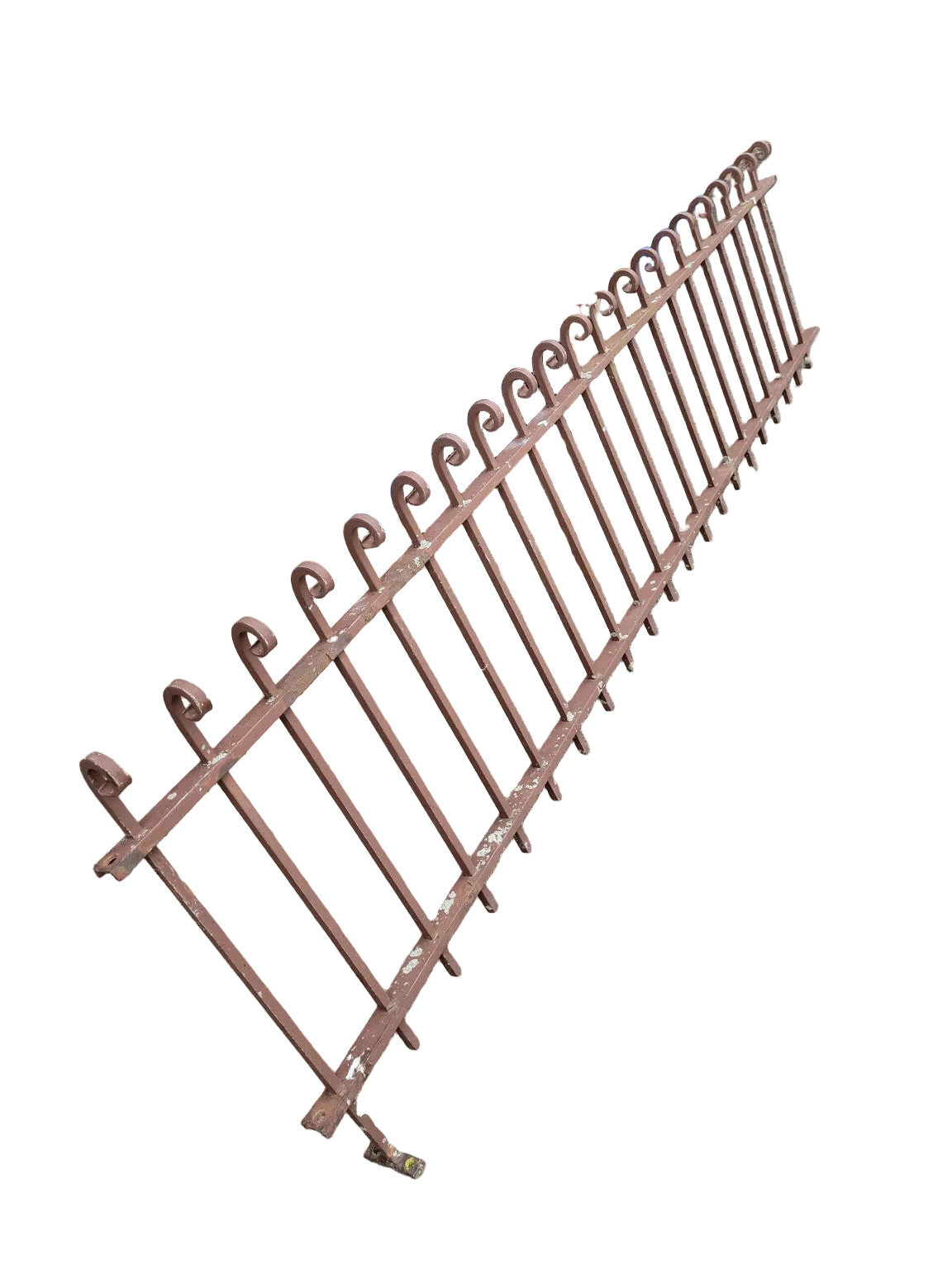 Antique Wrought Iron Garden Fence Panel with Scrollwork..