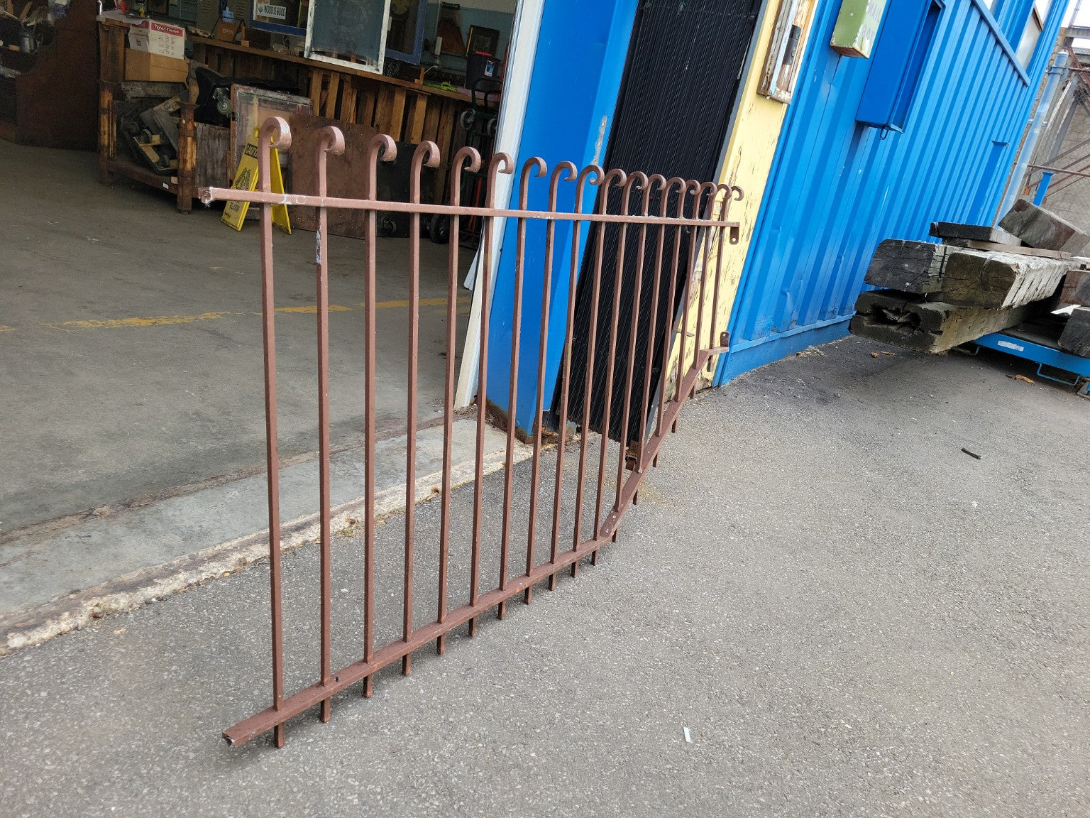 Antique Wrought Iron Fence Gate Panel with Scrollwork Detail