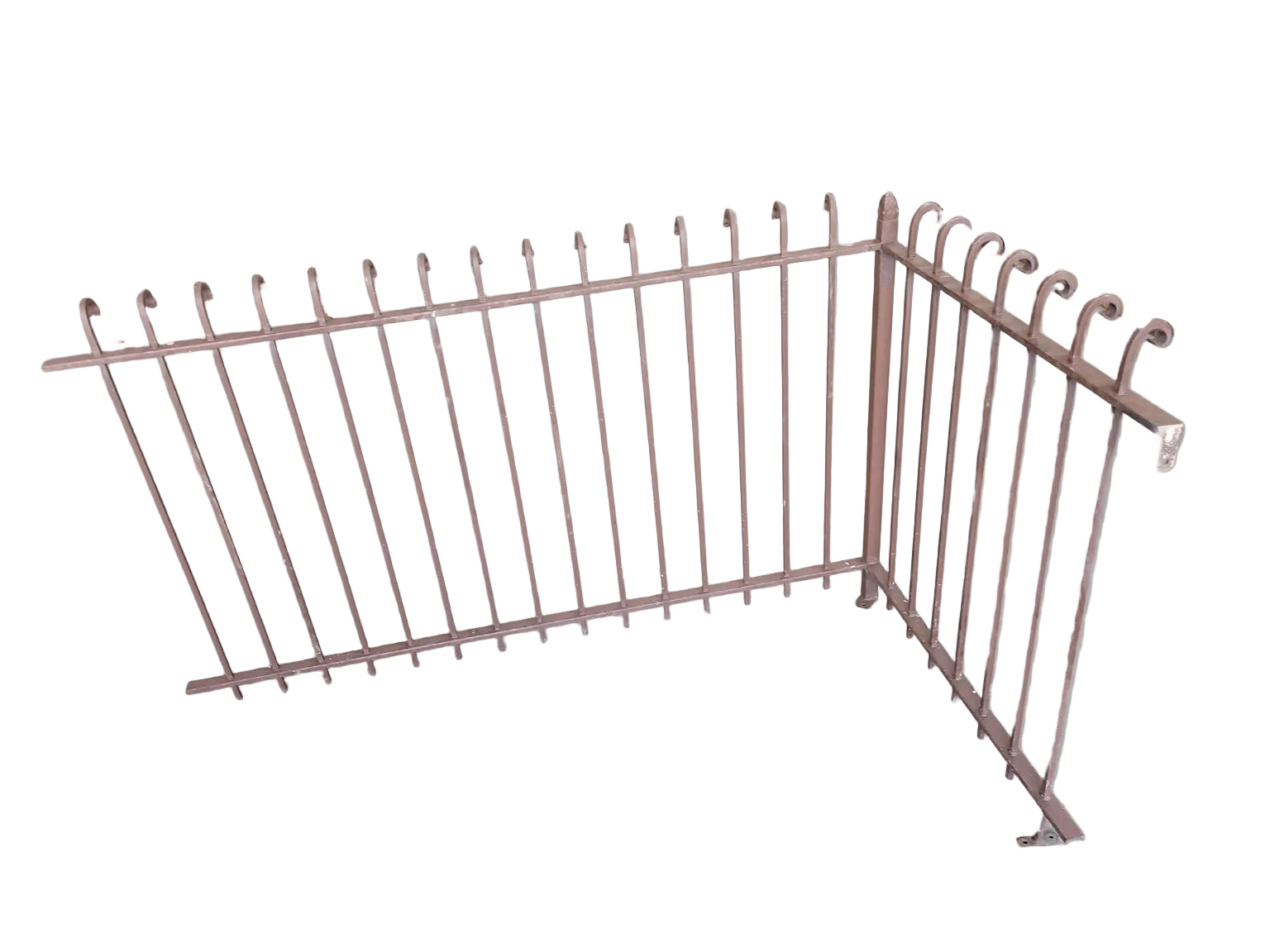 Antique Wrought Iron Corner Fence Section with Scrollwork