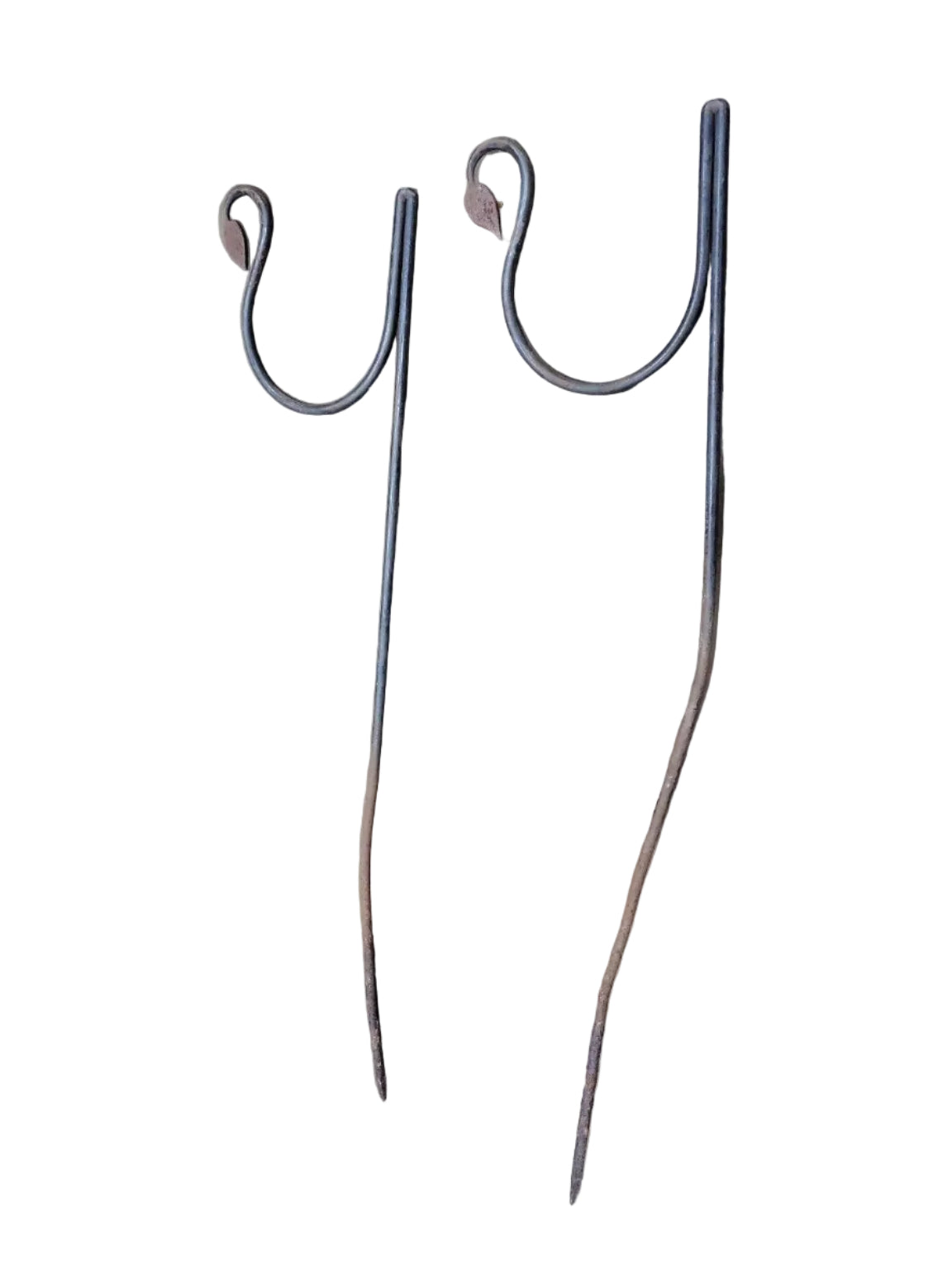 Set of 2 Forged Iron Garden Plant Hangers with Leaf Detail