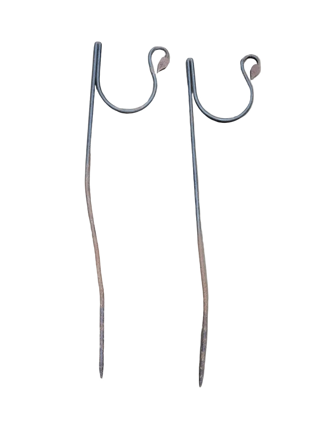 Set of 2 Forged Iron Garden Plant Hangers with Leaf Detail