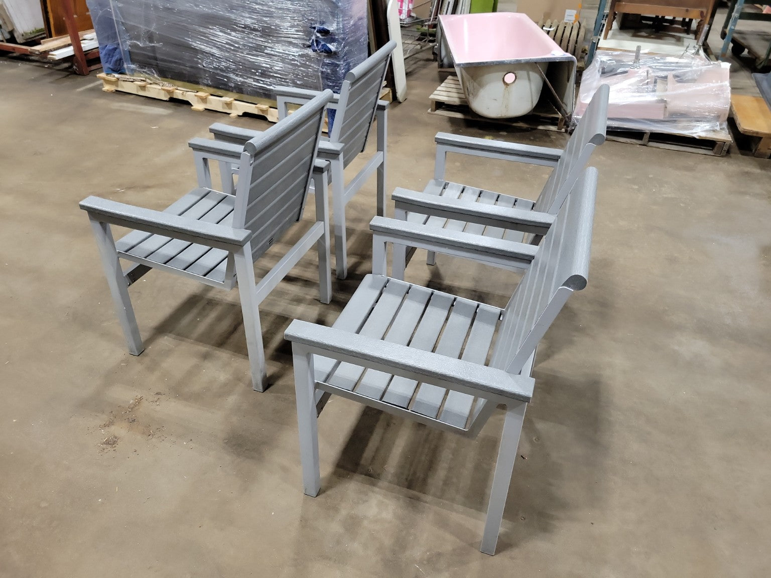 Polywood Outdoor Dining Set – Red & Gray Table with 4 Matching Chairs