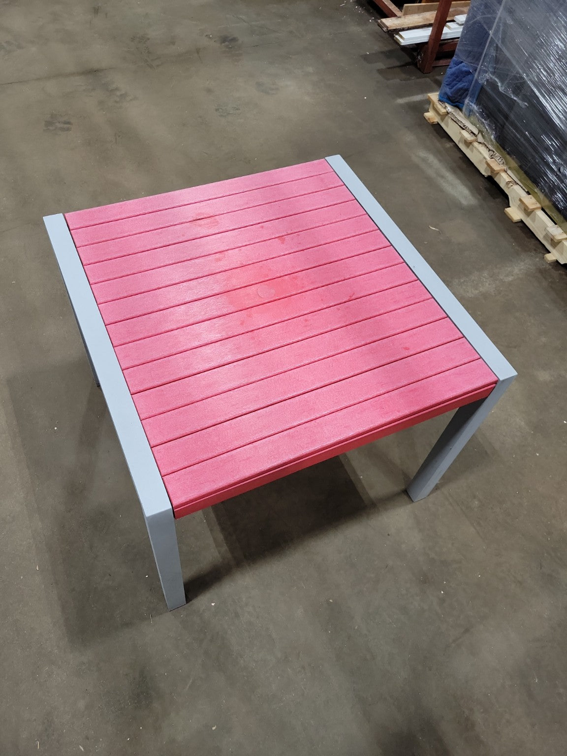 Polywood Outdoor Dining Set – Red & Gray Table with 4 Matching Chairs