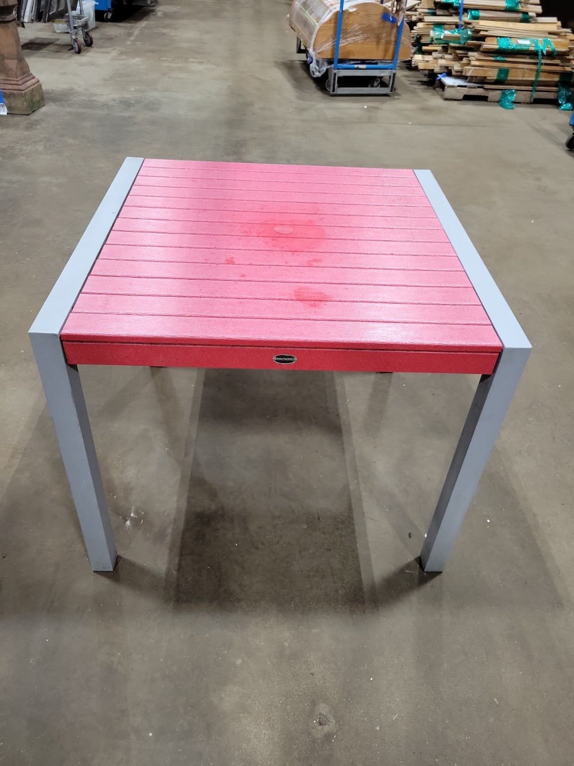 Polywood Outdoor Dining Set – Red & Gray Table with 4 Matching Chairs