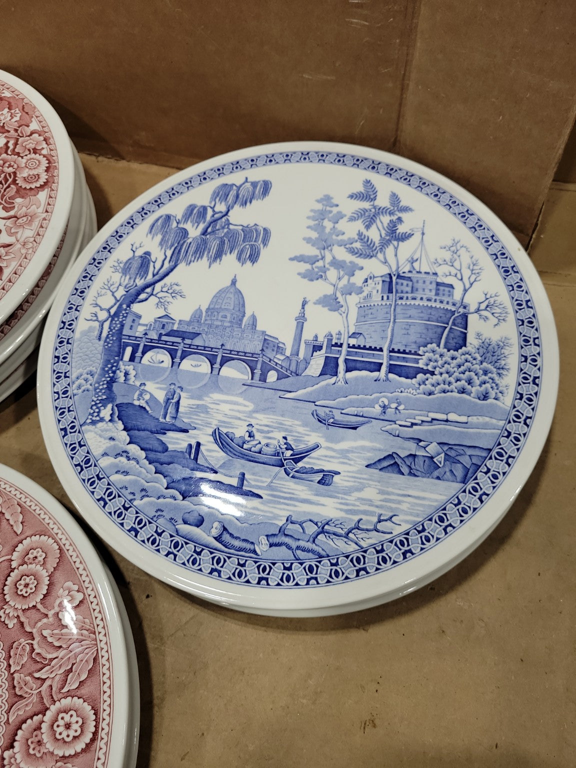 Vintage Spode Blue Room Collection Porcelain Trivet Set (16 Pieces)