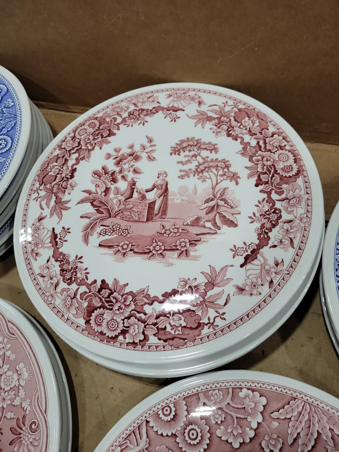 Vintage Spode Blue Room Collection Porcelain Trivet Set (16 Pieces)