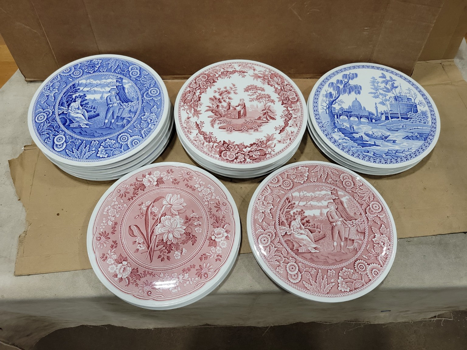 Vintage Spode Blue Room Collection Porcelain Trivet Set (16 Pieces)