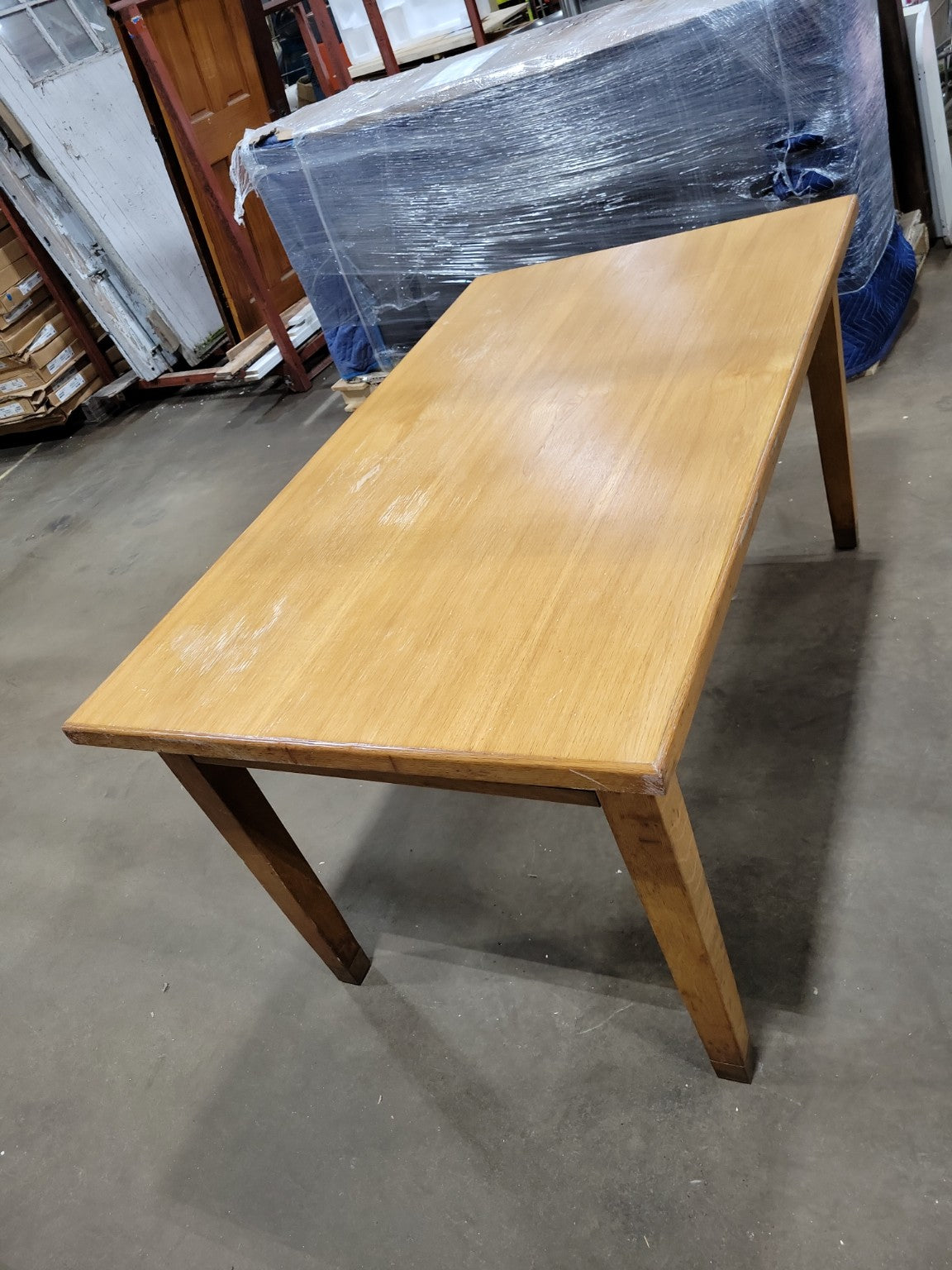 Antique Oak Hoosier Work Table with Dual Utility Drawers