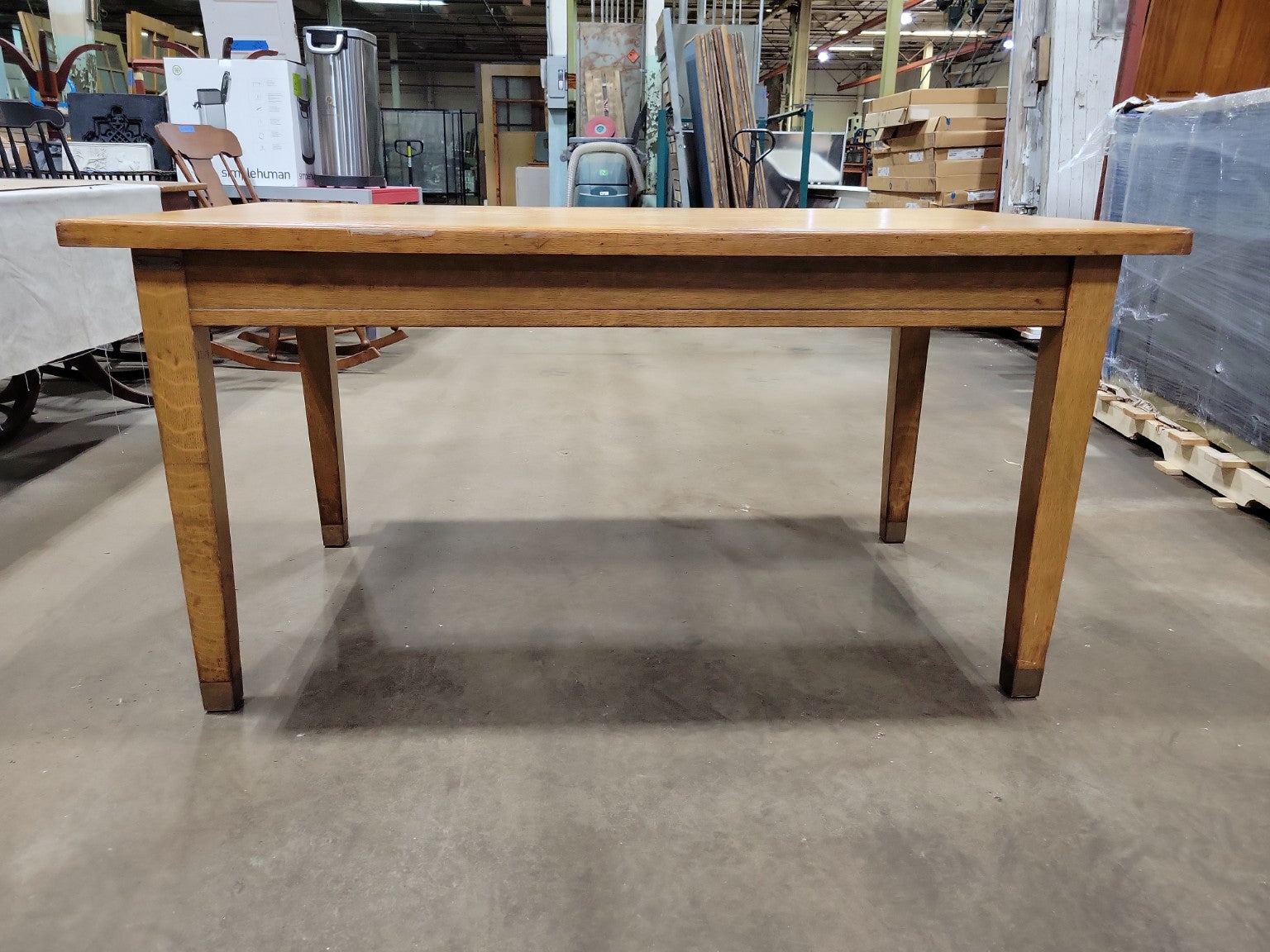 Antique Oak Hoosier Work Table with Dual Utility Drawers
