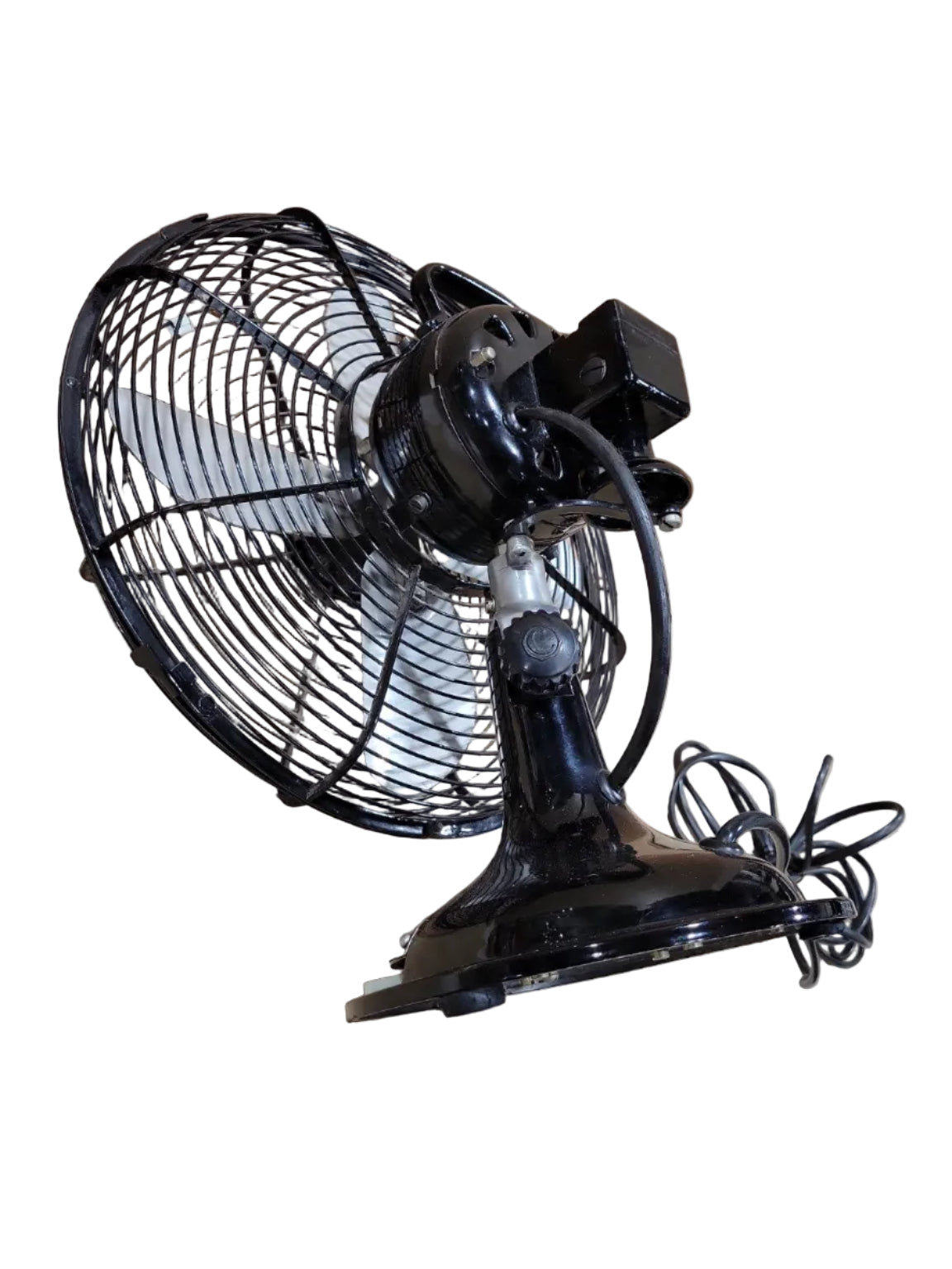 Vintage Cinni Oscillating Desk Fan – Black Metal 12-Inch