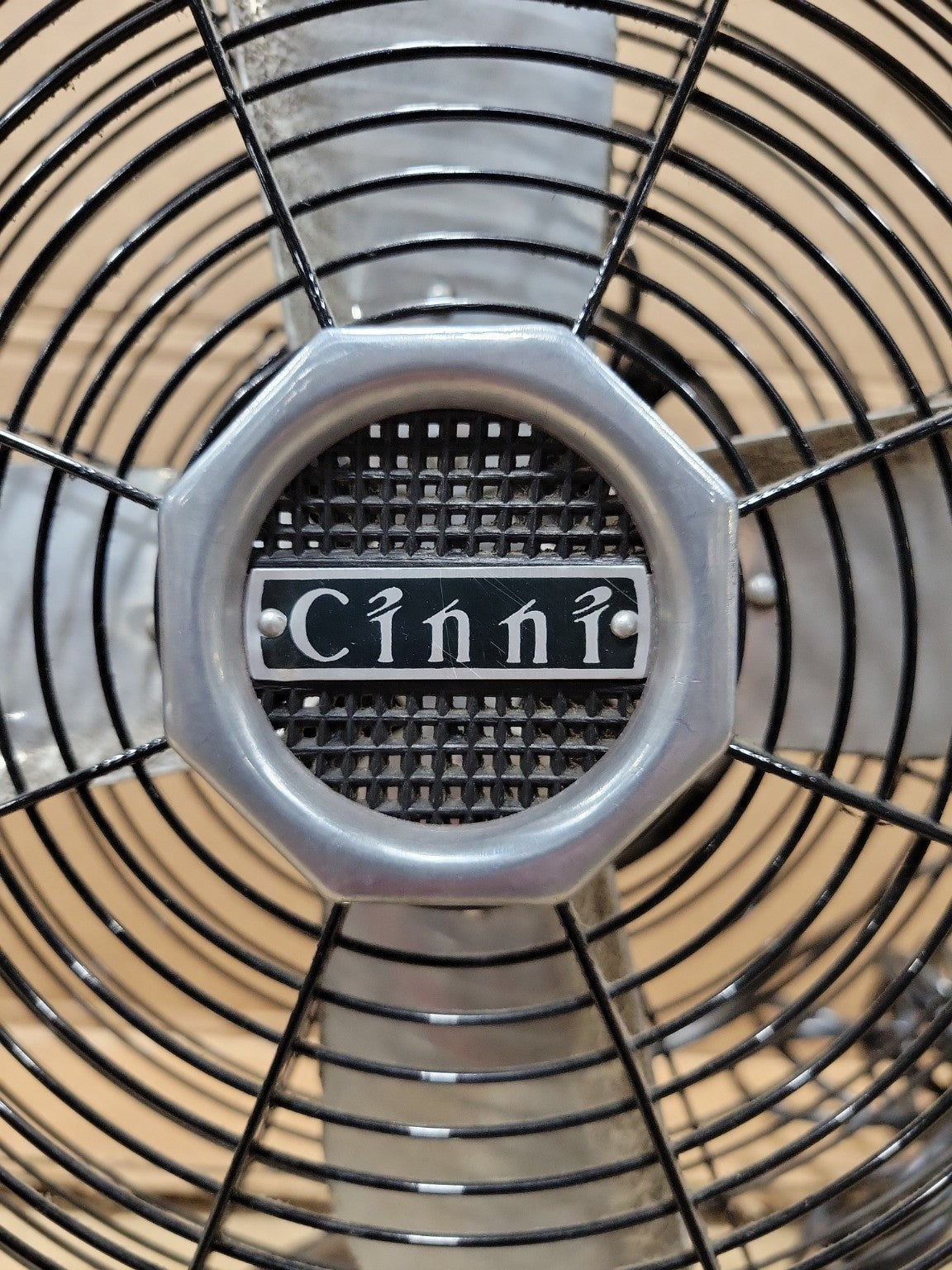 Vintage Cinni Industrial Pedestal Fan with Rolling Base