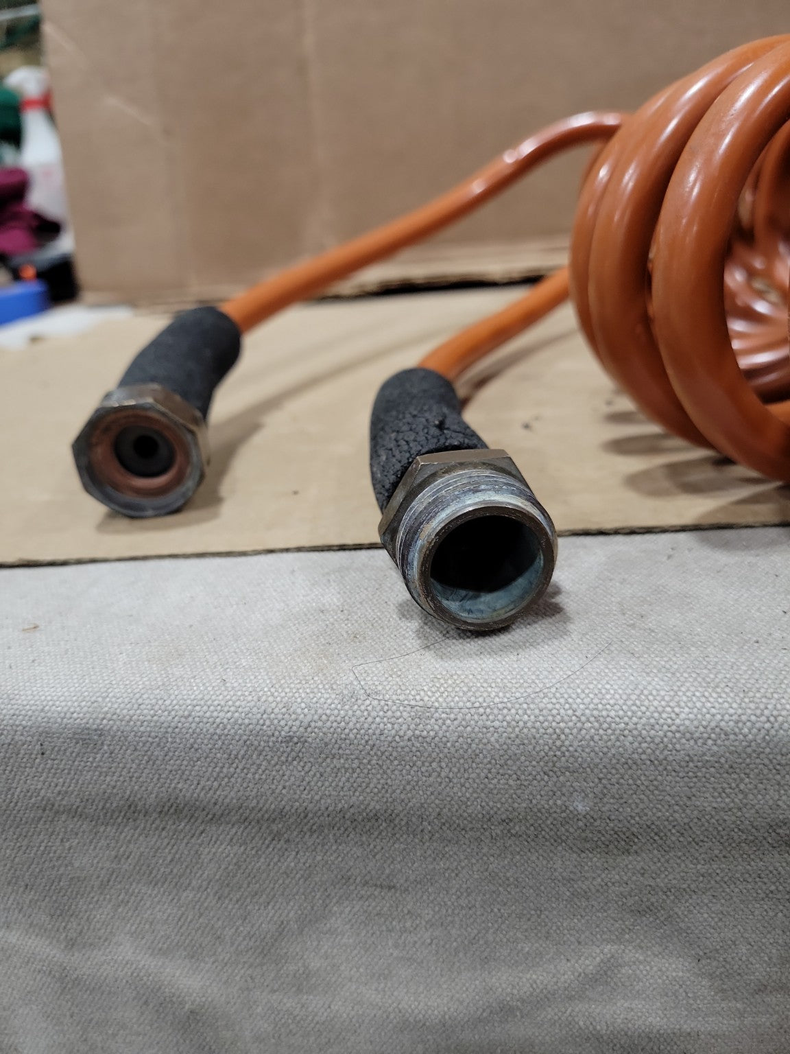 Coiled Garden Hose with Metal Fittings