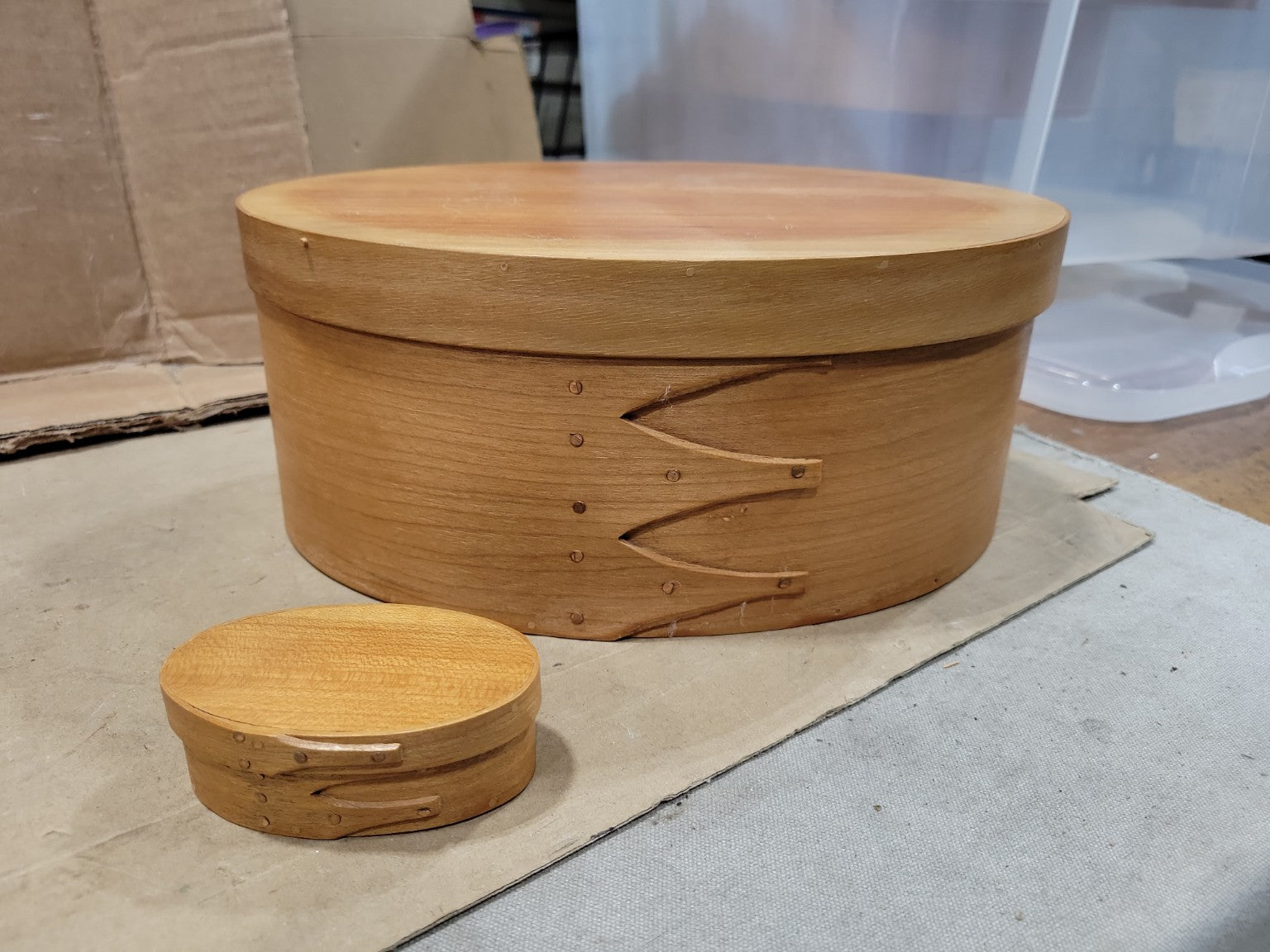 Set of 10 Handcrafted Oval Bentwood Pantry Boxes