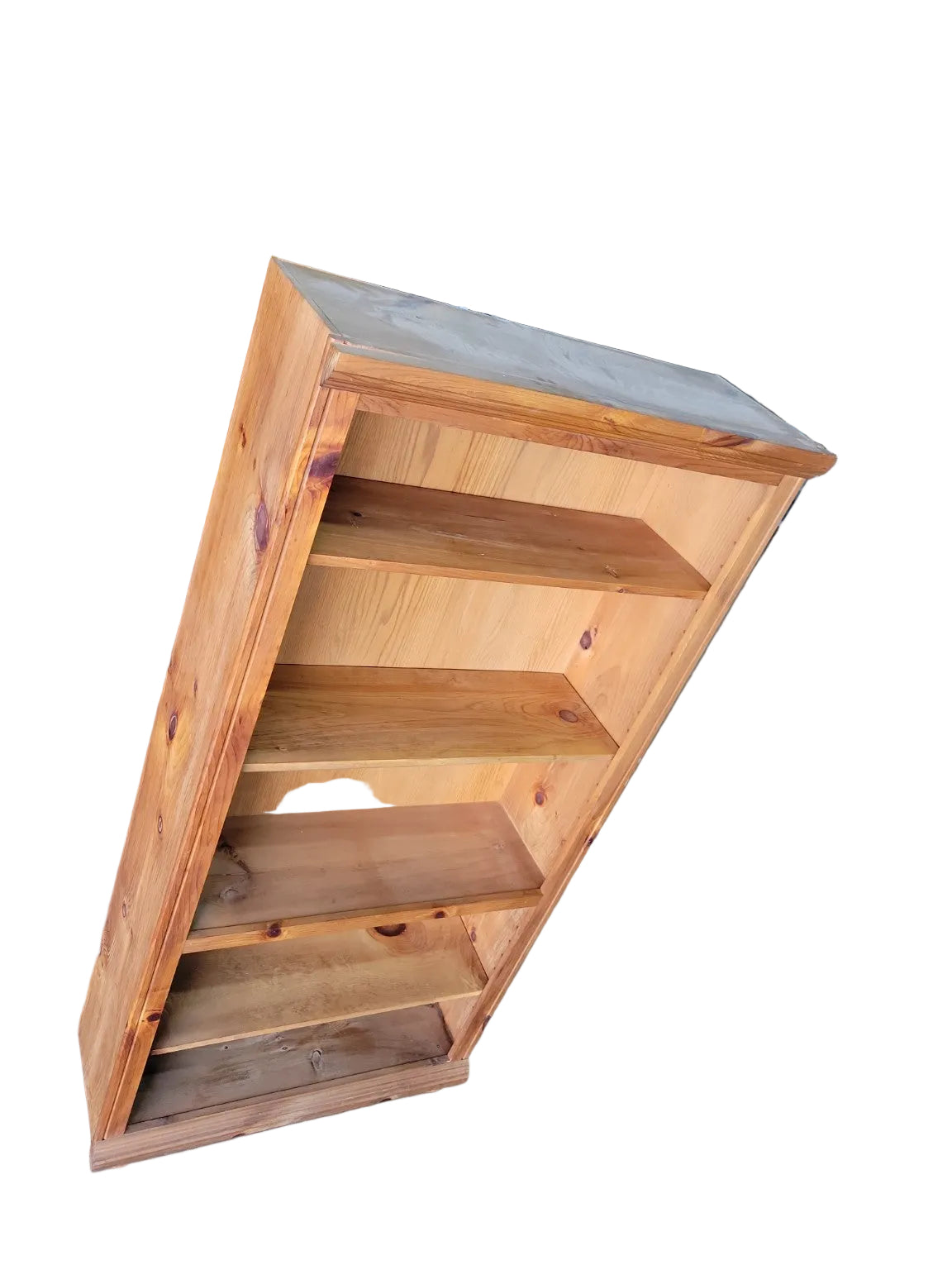 Rustic Pine Bookcase with Adjustable Shelves