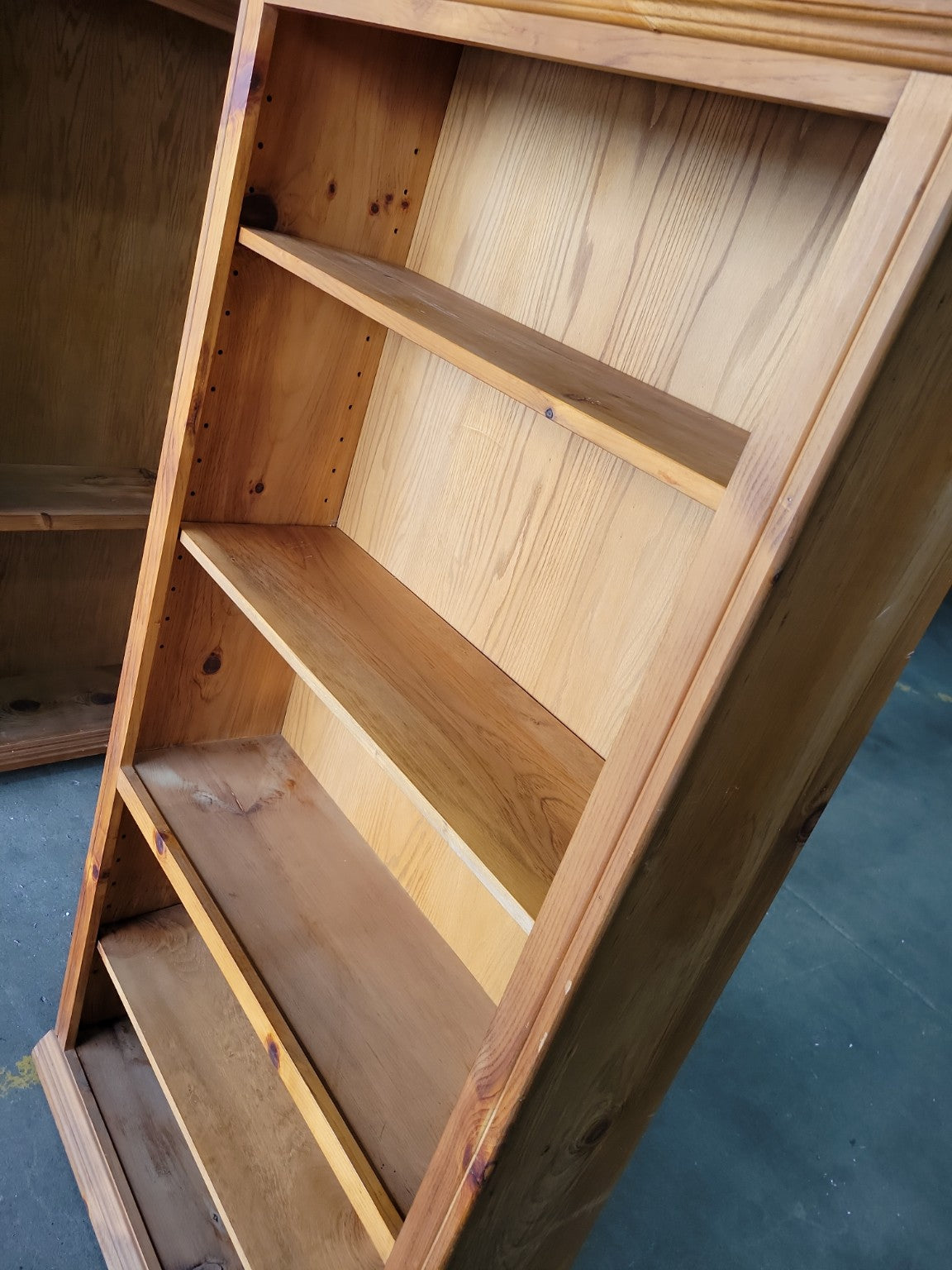 Rustic Pine Bookcase with Adjustable Shelves
