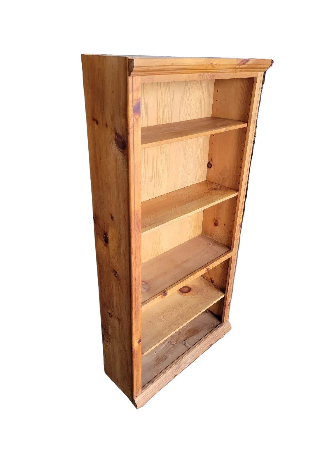 Rustic Pine Bookcase with Adjustable Shelves