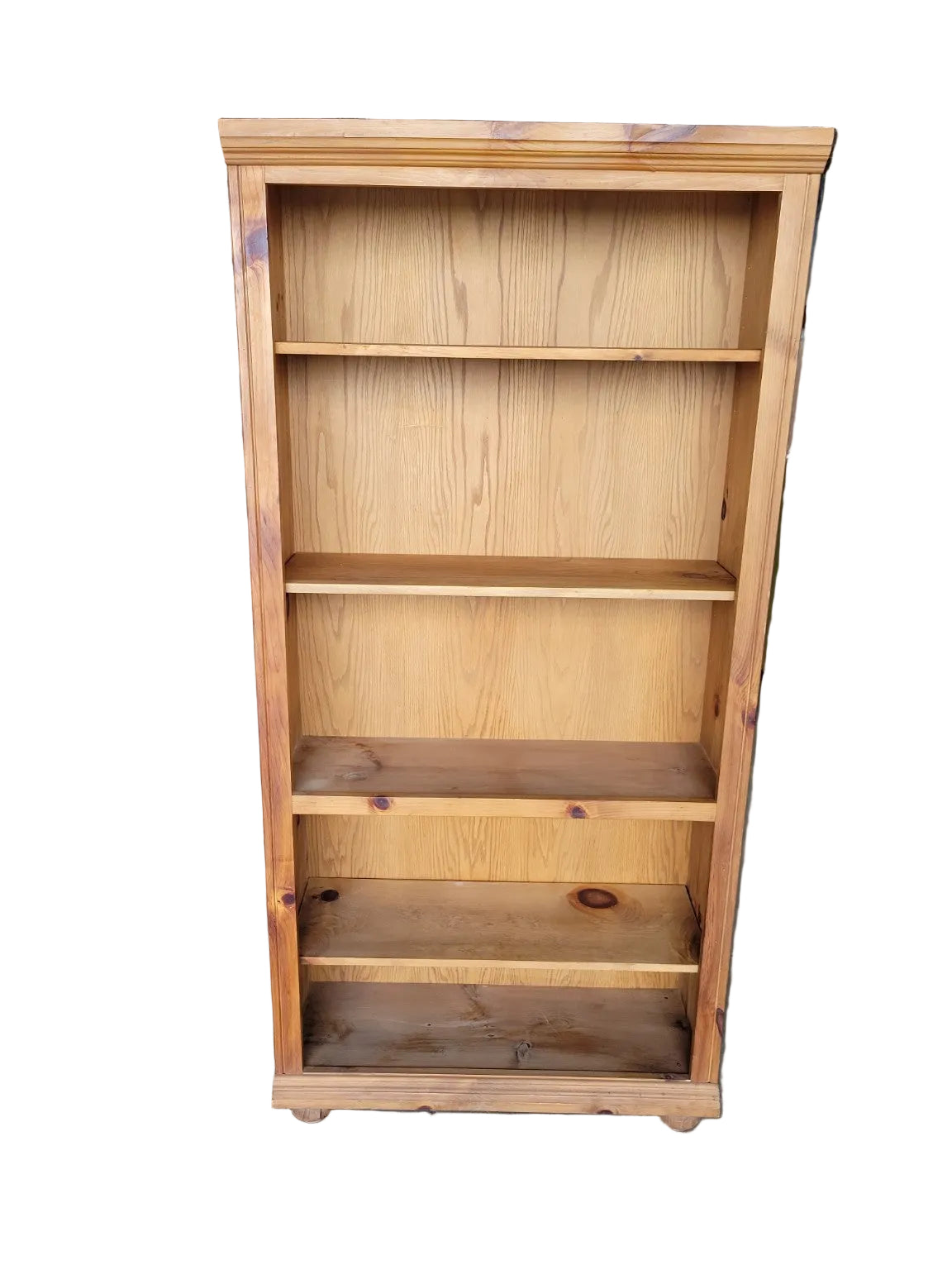 Rustic Pine Bookcase with Adjustable Shelves