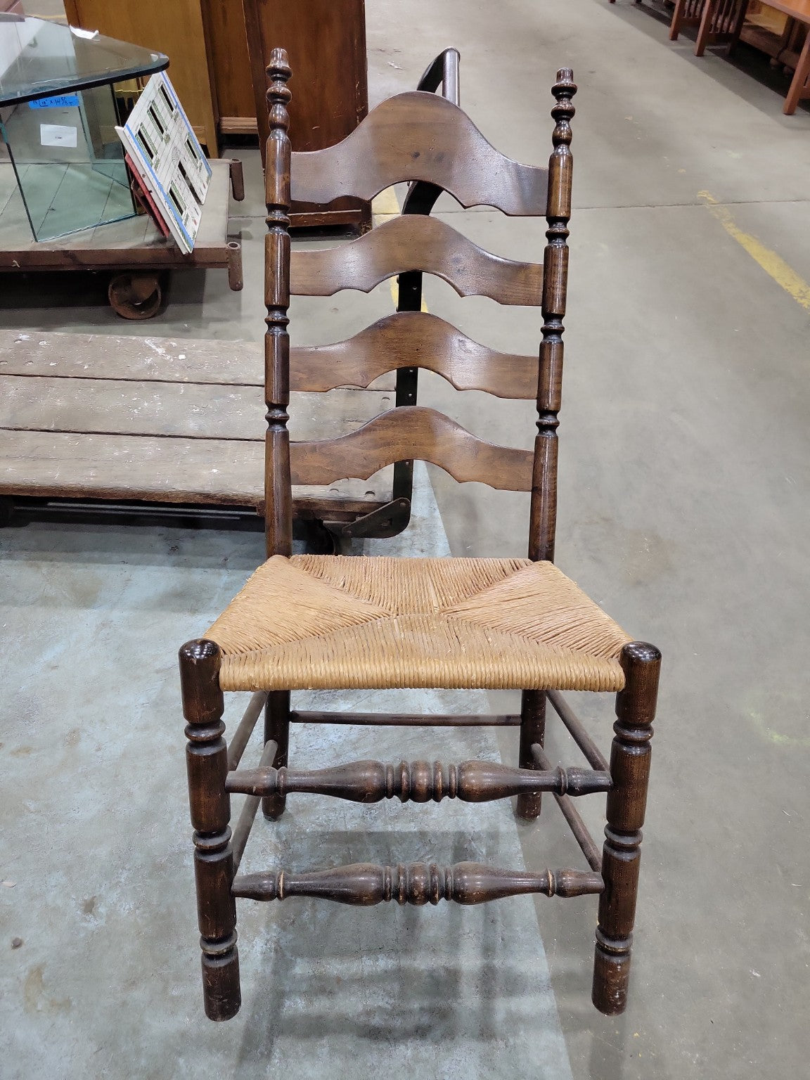 Set of Six French Country Ladderback Rush Seat Chairs