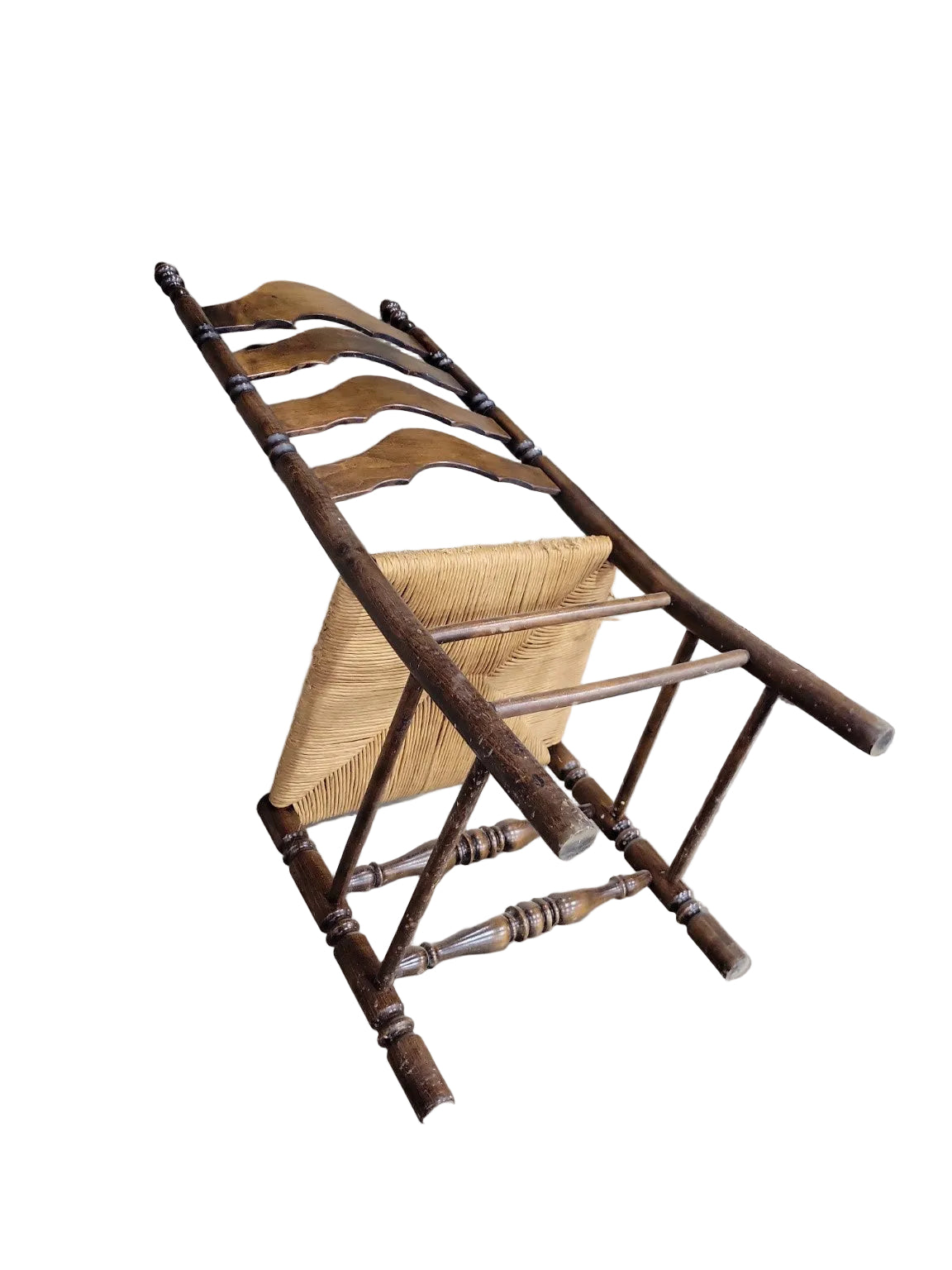 Set of Six French Country Ladderback Rush Seat Chairs
