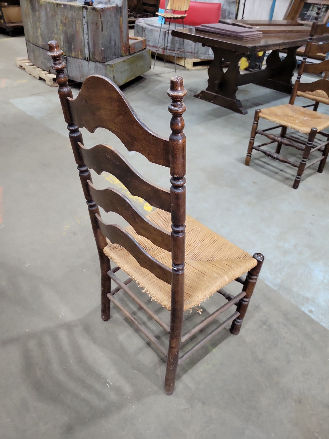Set of Six French Country Ladderback Rush Seat Chairs