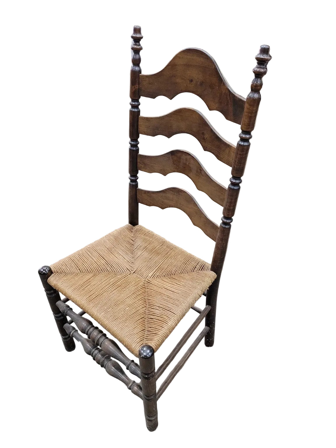 Set of Six French Country Ladderback Rush Seat Chairs