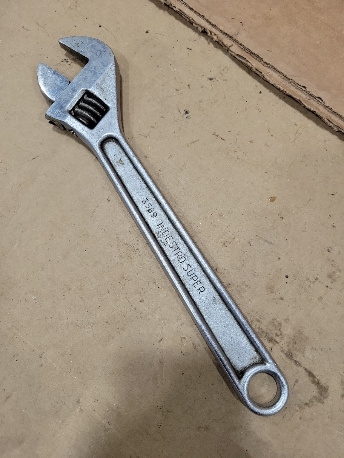 Vintage Indestro Super Adjustable Wrench No. 3589 – Forged Alloy Steel USA