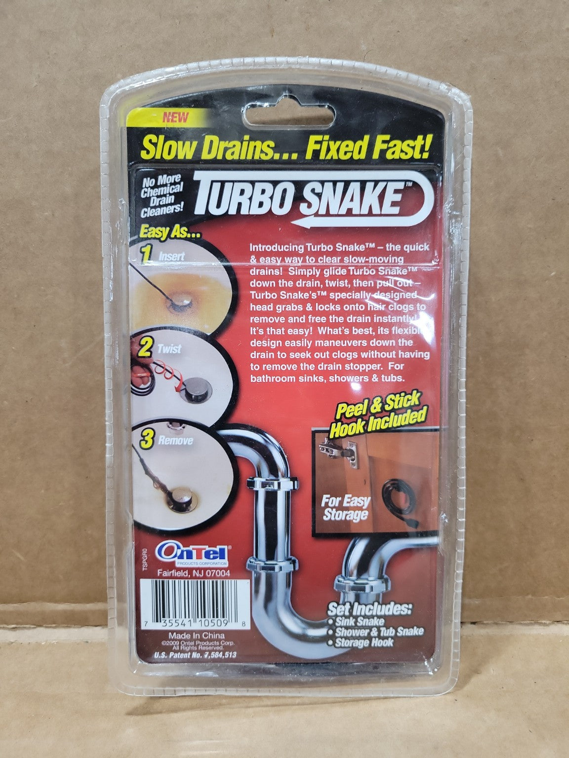 Turbo Snake Drain Hair Removal Tool – New Sealed Package