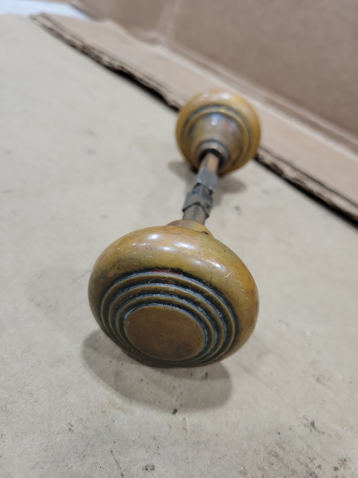 Antique Solid Brass Door Knob Set with Original Spindle