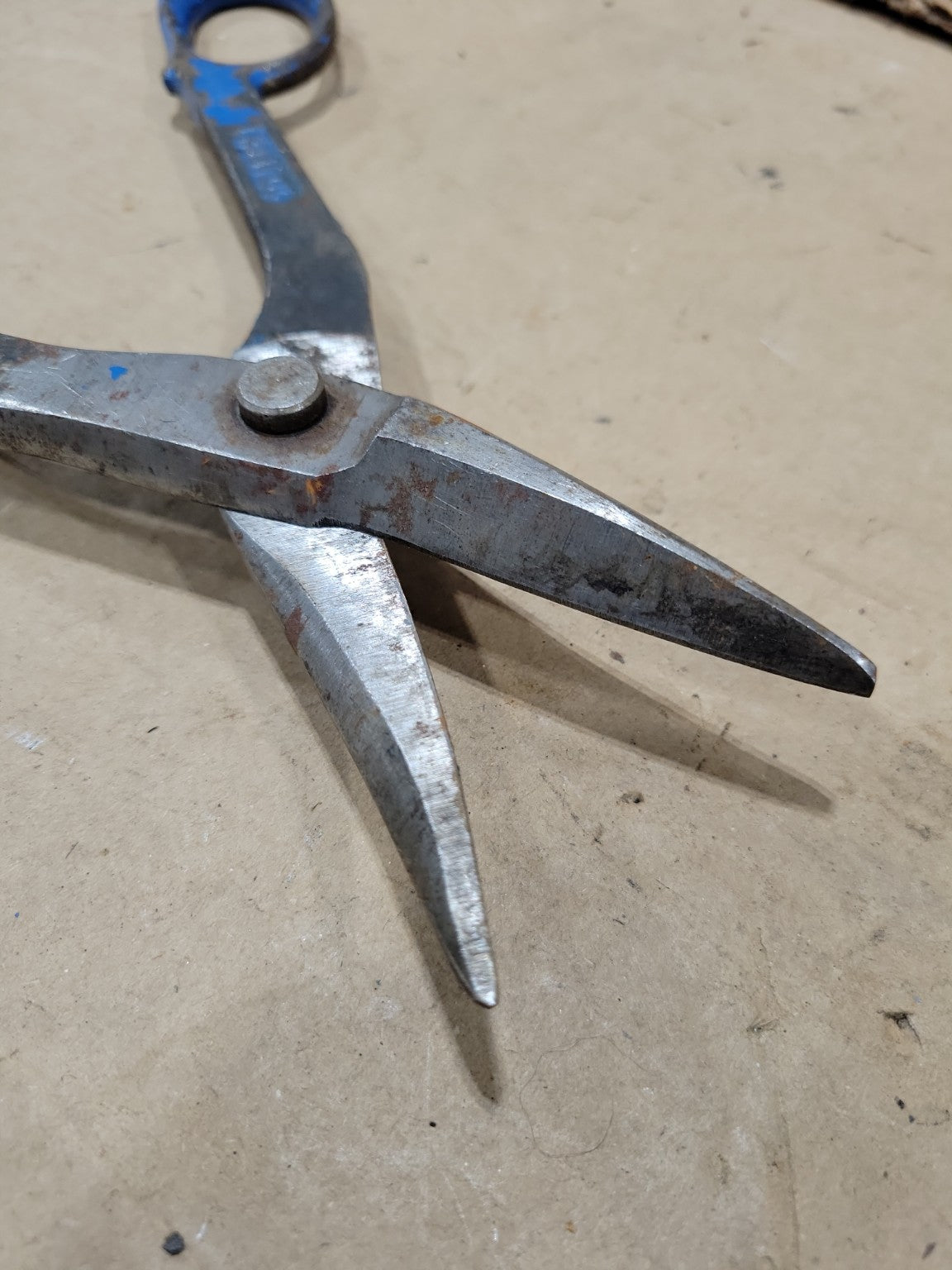 Vintage Forged Steel Tailor’s Shears – Blue Painted Handles