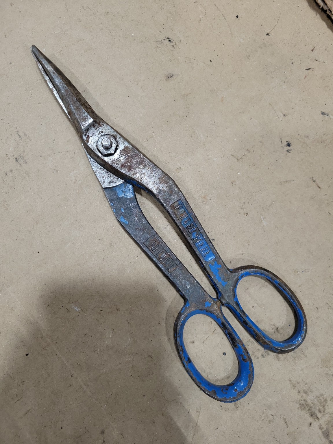 Vintage Forged Steel Tailor’s Shears – Blue Painted Handles