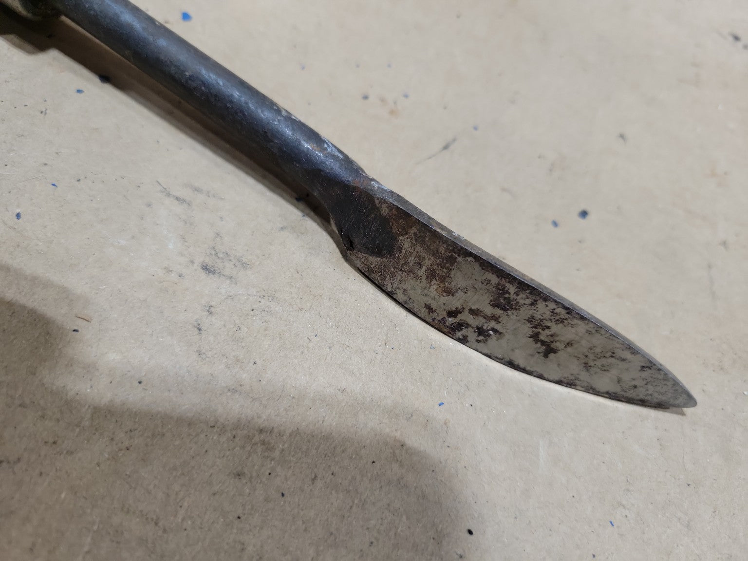 Vintage Leatherworking Skiving Knife with Turned Wood Handle