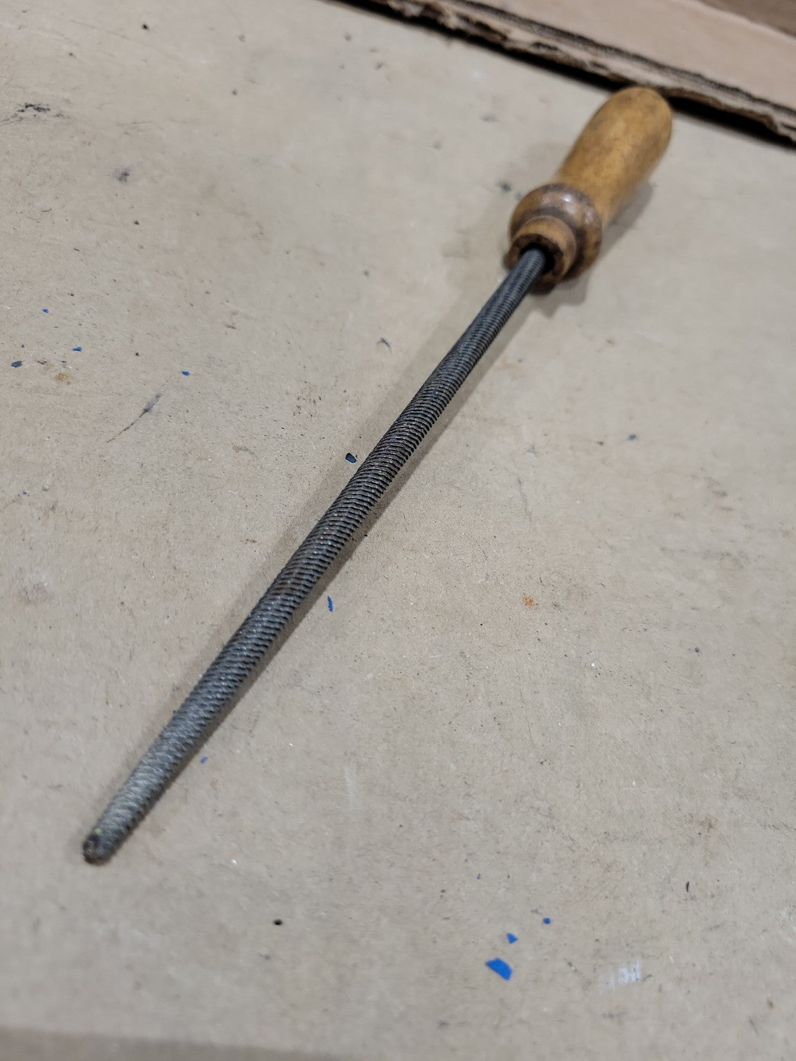 Vintage Hand File with Turned Wood Handle