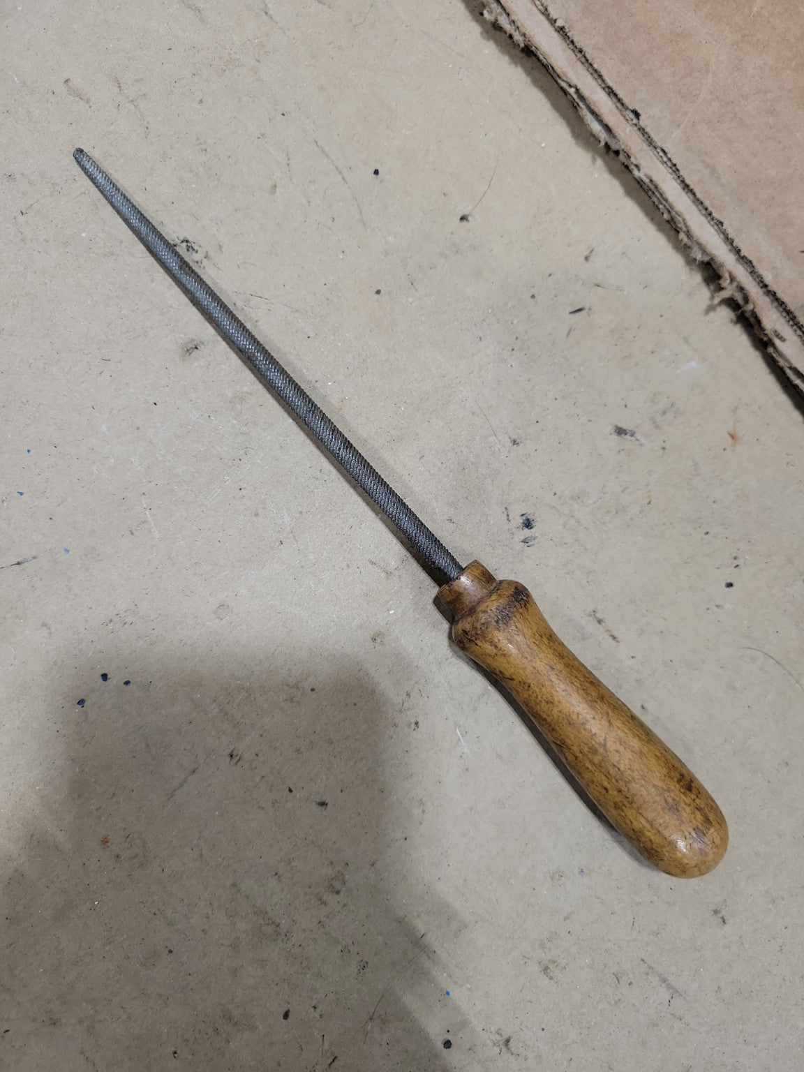Vintage Hand File with Turned Wood Handle