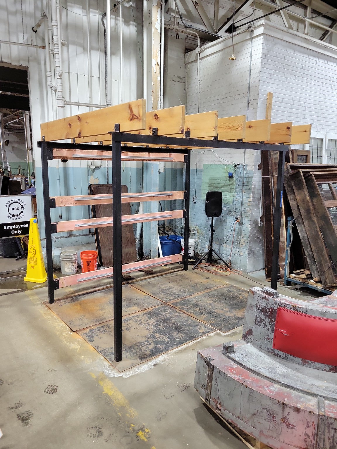 Industrial Steel & Timber Pergola with Seven Slats
