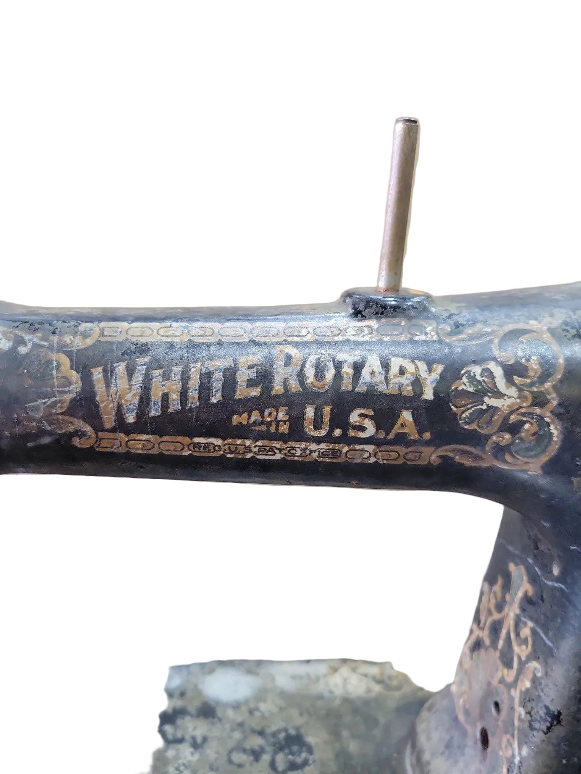 Antique White Rotary Hand-Crank Sewing Machine Head