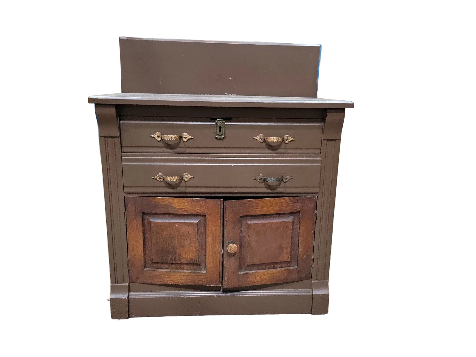 Victorian Walnut Washstand Cabinet with Towel Bar