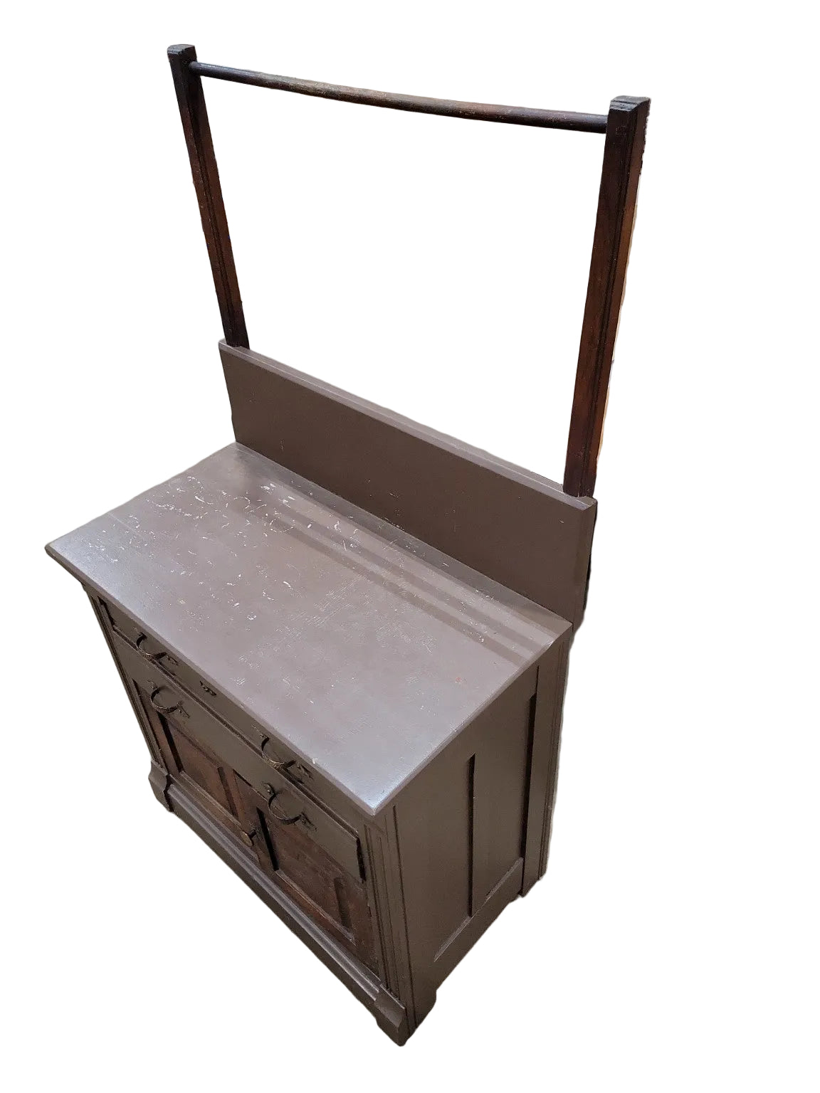 Victorian Walnut Washstand Cabinet with Towel Bar