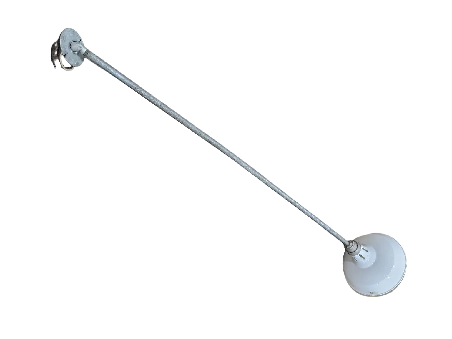 Vintage Benzal White Porcelain Enamel Industrial Pendant Light – 71" Drop