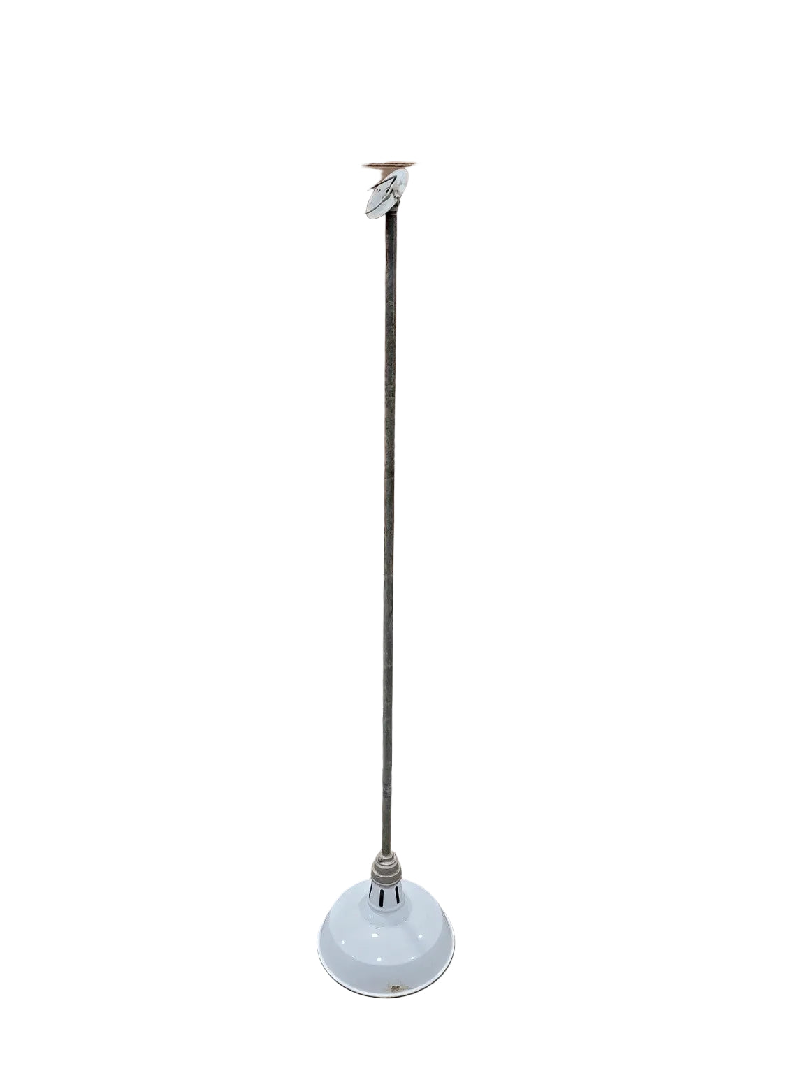 Vintage Benzal White Porcelain Enamel Industrial Pendant Light – 71" Drop