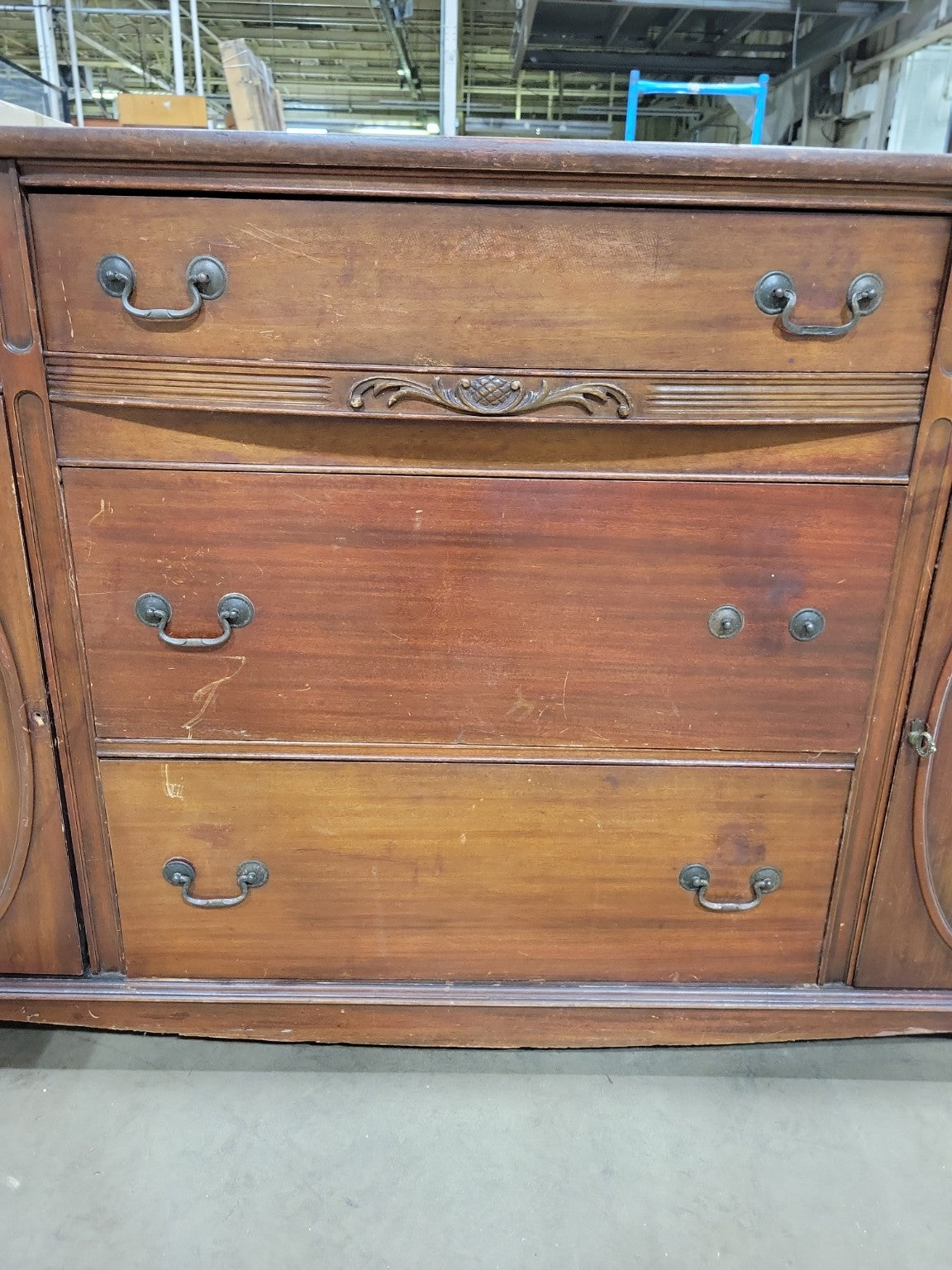 Vintage Mahogany Federal Style Sideboard Buffet Cabinet