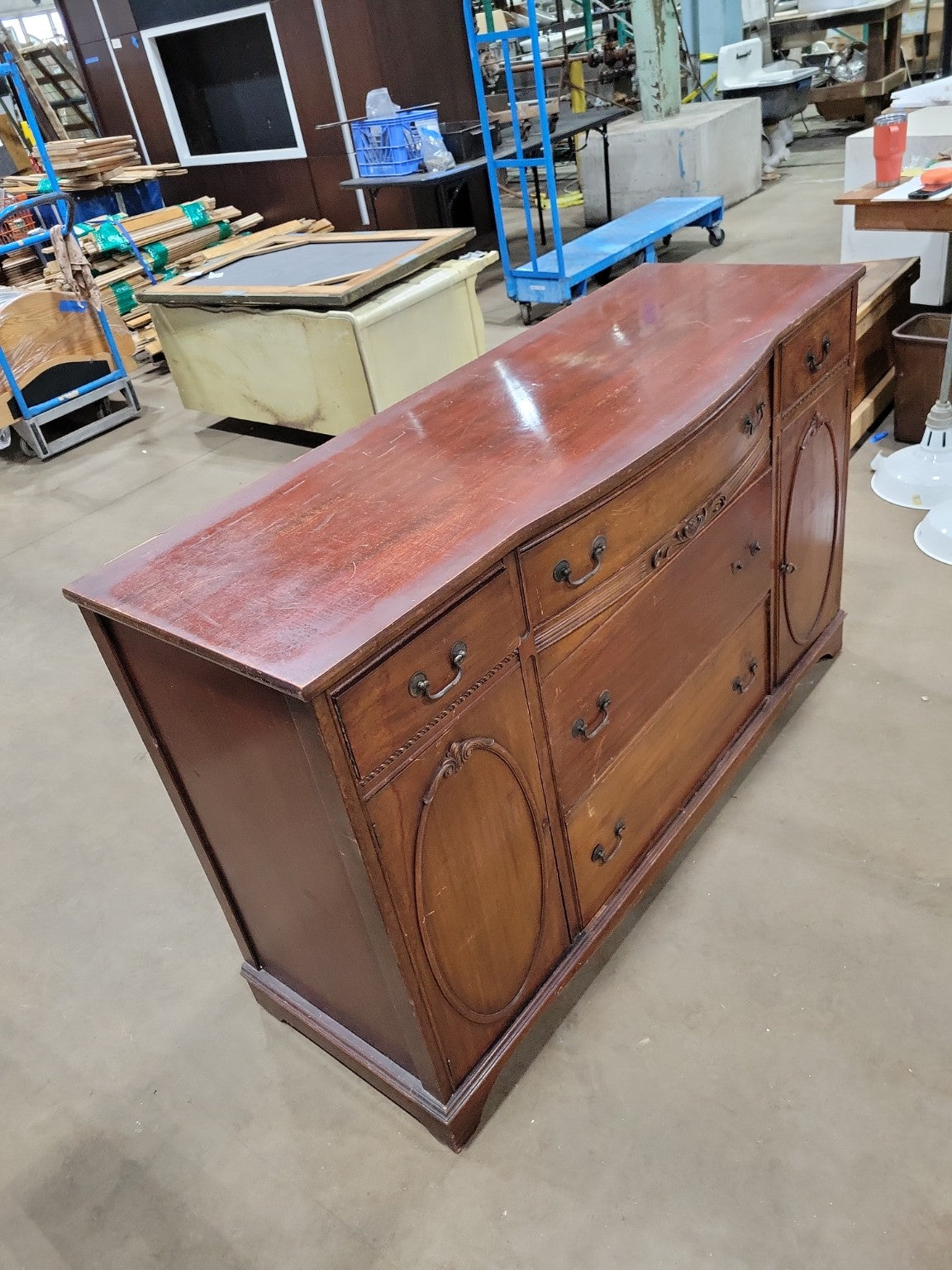 Vintage Mahogany Federal Style Sideboard Buffet Cabinet