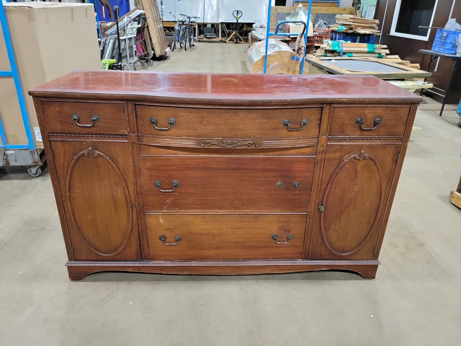 Vintage Mahogany Federal Style Sideboard Buffet Cabinet