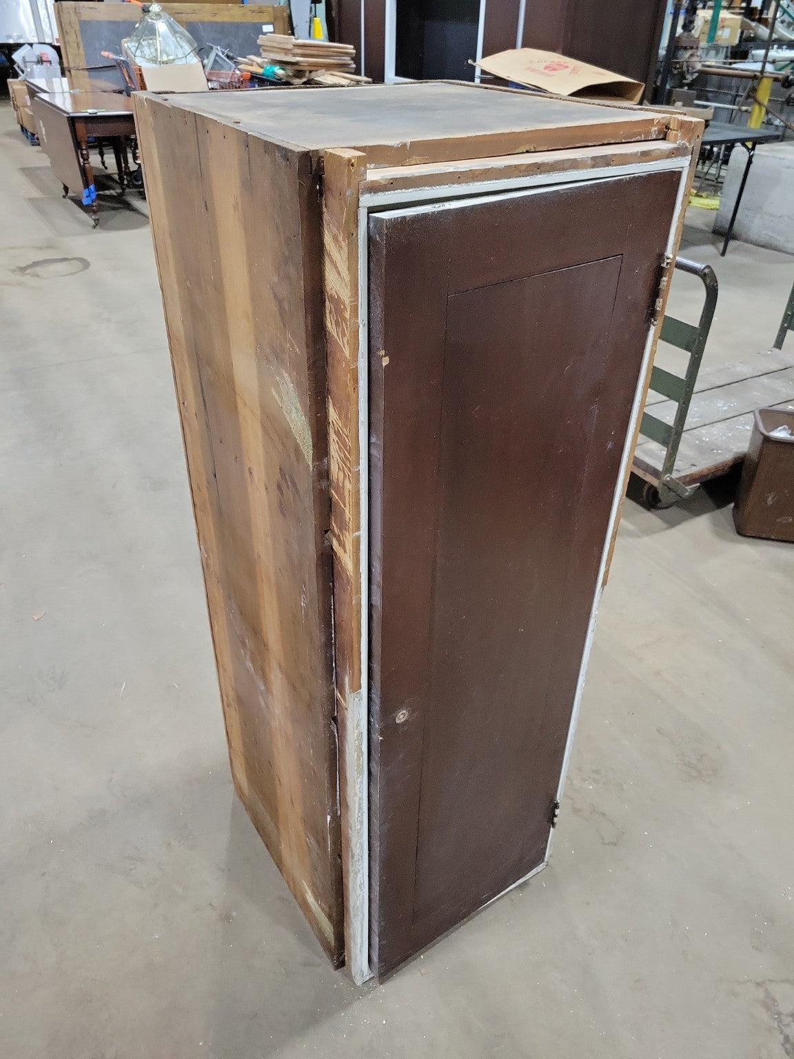 Vintage Industrial Wood Storage Cabinet with Single Door